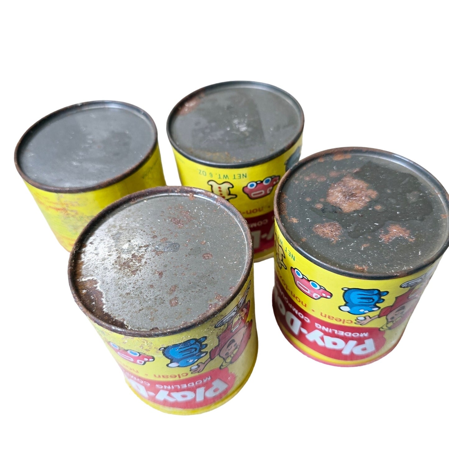 Vinatge 1960s Play-Doh Modeling Compound Metal Cans, Set of 4, Read