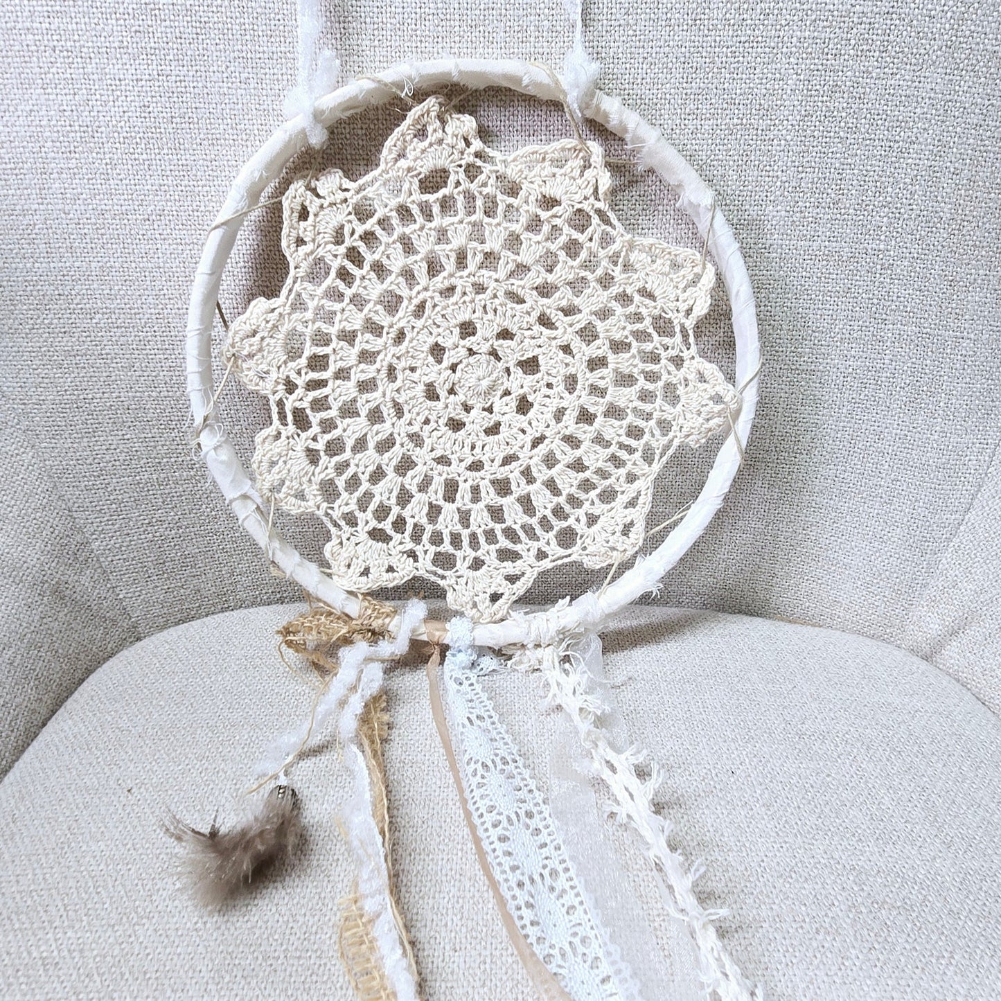 Ribbon and Lace Dream Catchers Set of 3 Bojo Style Shabby Chic Handcrafted Decor