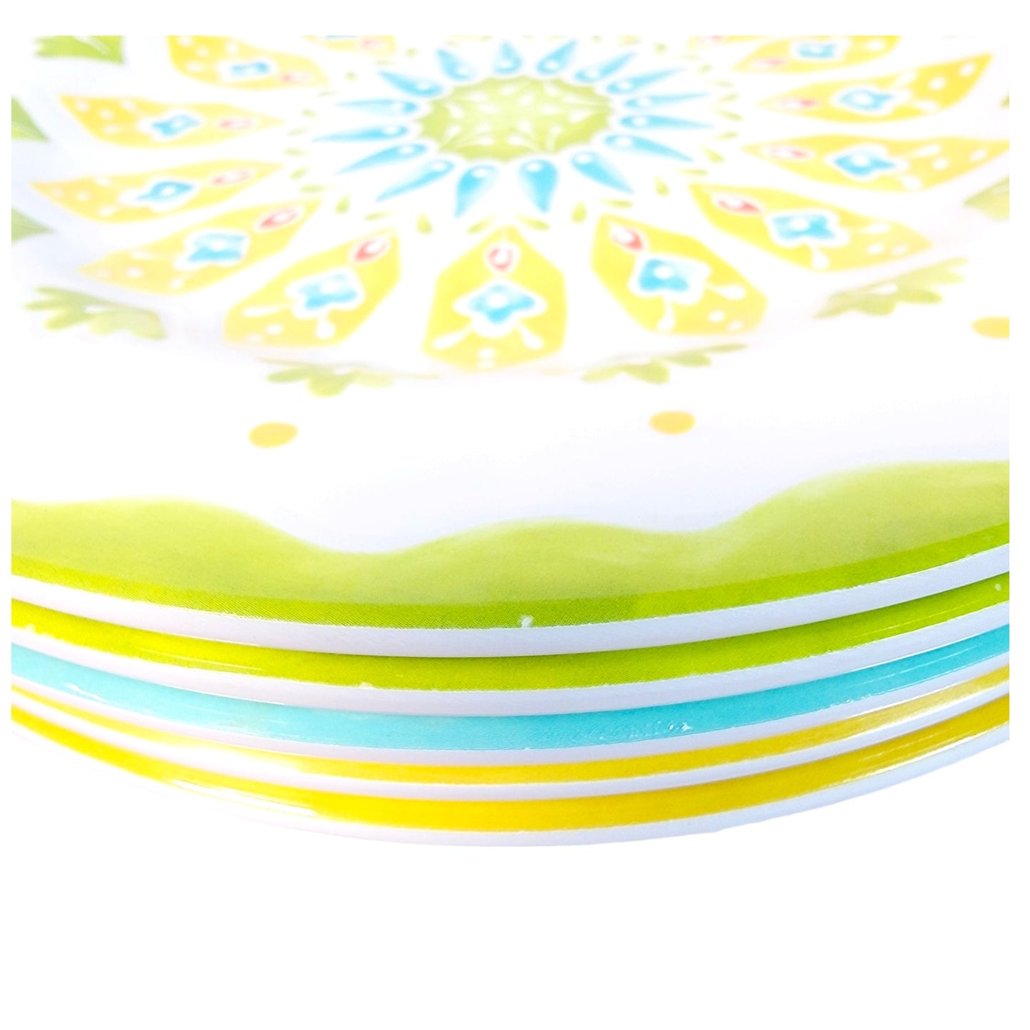 Set of 5 Melamine Embossed Floral Summer Lunch Plates by Laurie Gates, Dishwasher Safe, Salad Plates