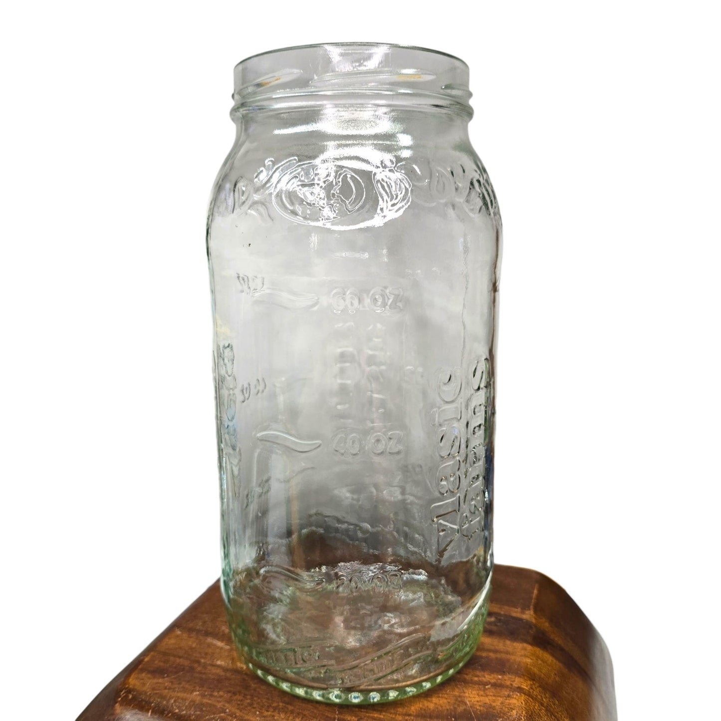 Vtg Vlasic Farms Embossed Glass Jar 64oz Pickle Canister Clear Farmhouse Decor