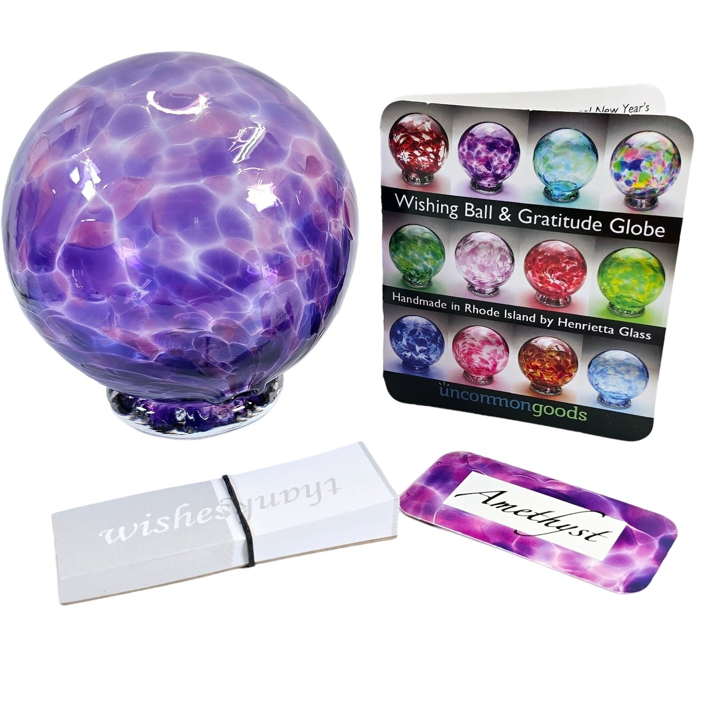 Hand-Blown Glass Wishing Ball, Amethyst Birthstone Ball