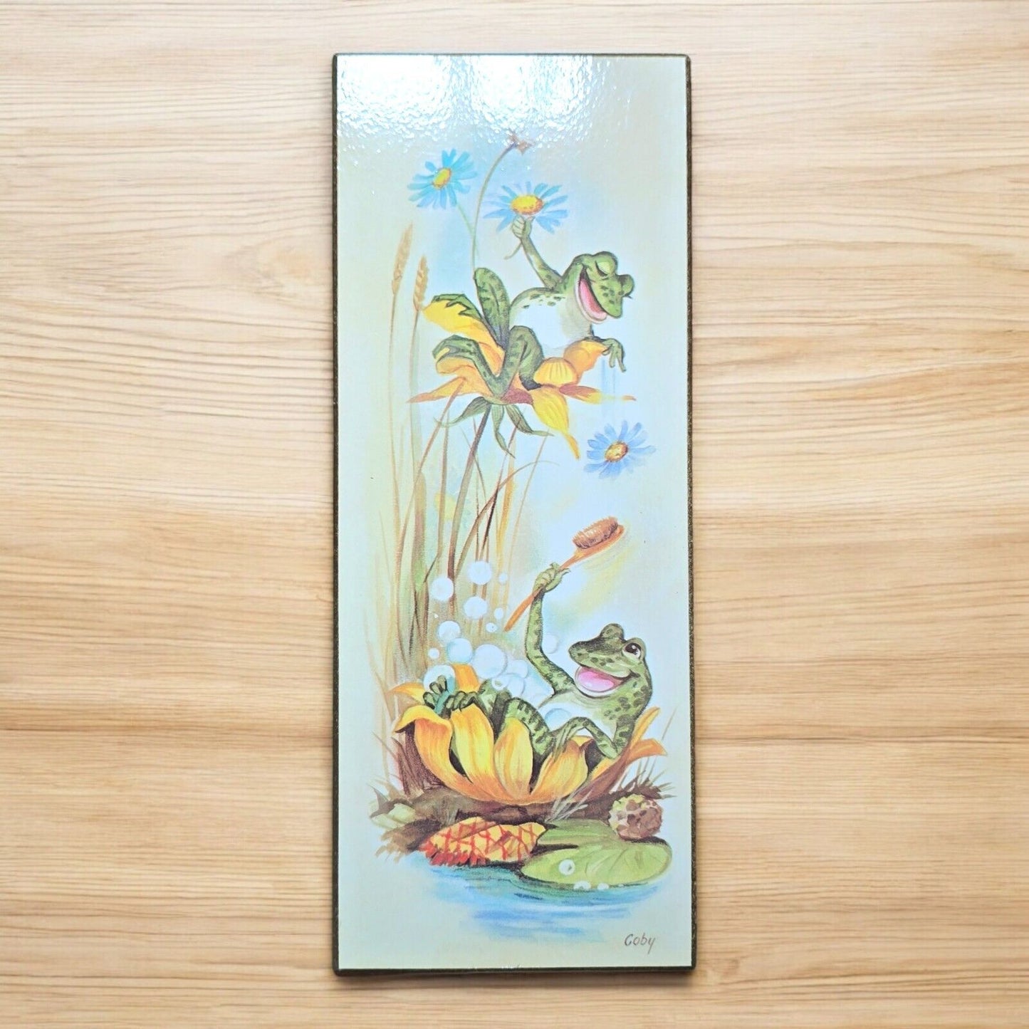 4Vtg Coby Wall Art Bathing Frogs Daily Routine Bathroom Plaques 1970s midcentury