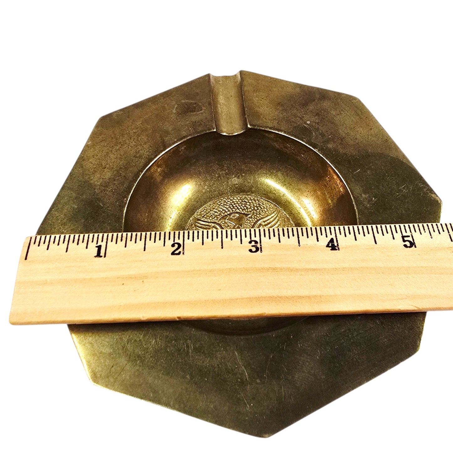 Vintage Brass Ashtray Great Seal of United States, Bald Eagle Strength Freedom