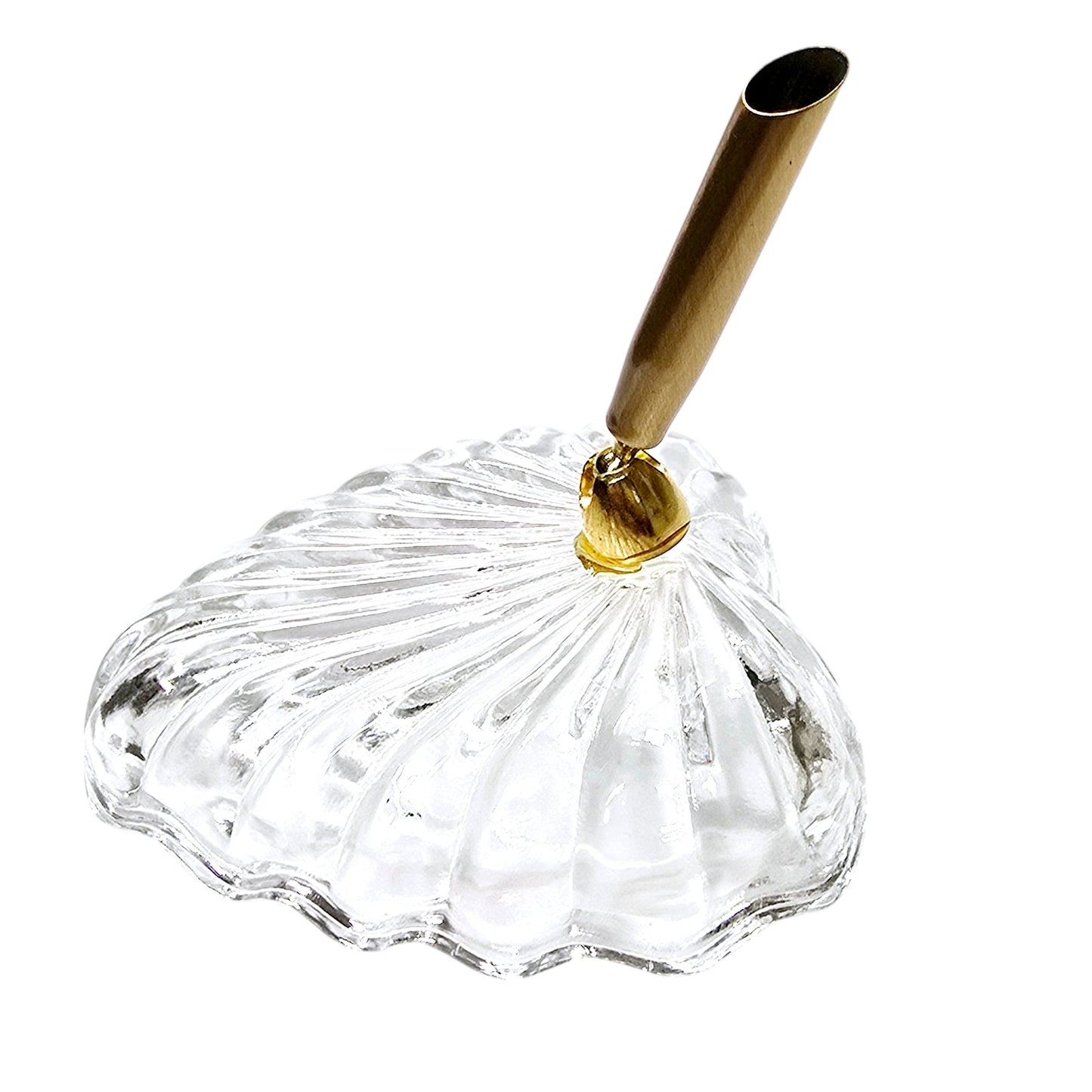 Gold Tone Pen Holder with Lead Crystal Heart Shaped Base Desktop Pen Holder
