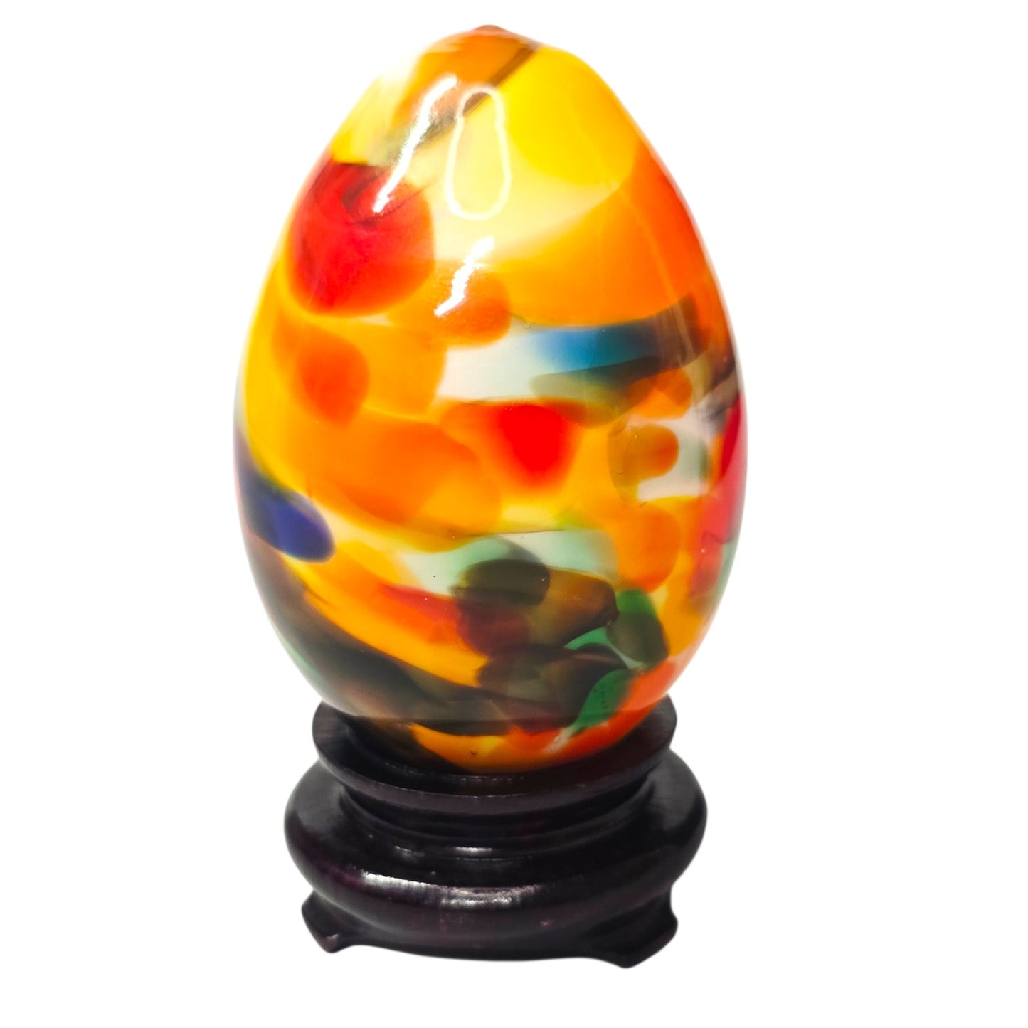 Vintage EXBOR Czech Republic Art Glass Egg Sculpture - Hand Blown Bohemian Glass