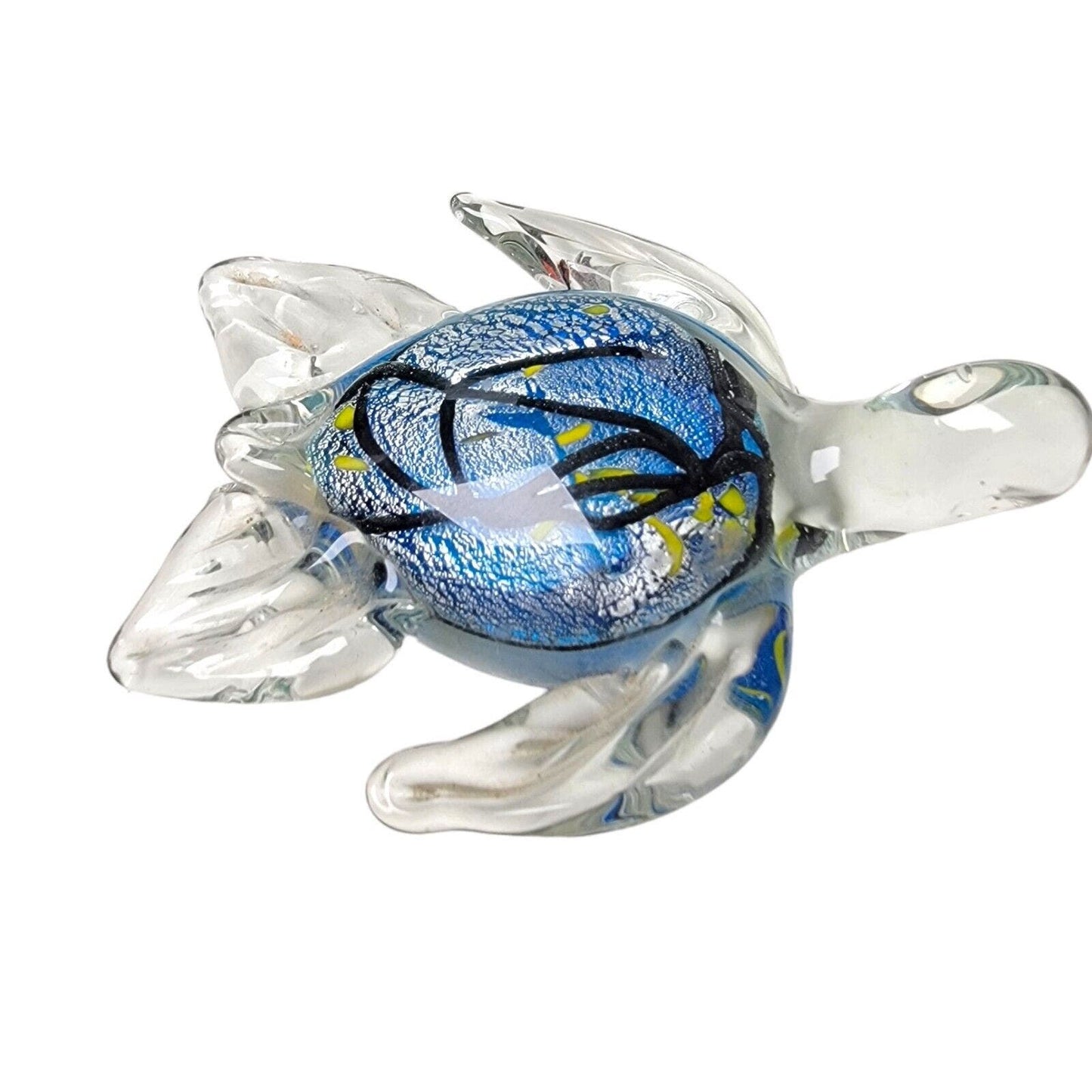 Hand-Blown Art Glass Turtle Paperweight, Polished Bottom