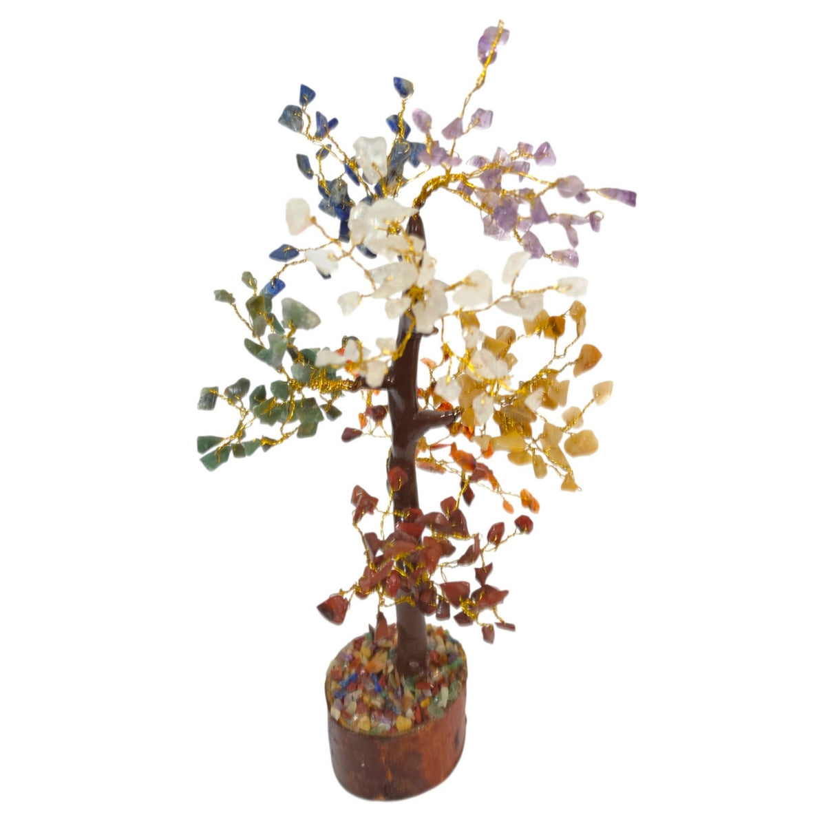 Multicolor Gemstone Bonsai Tree 7 Chakra Crystal Tree of Life Sculpture 10.5"