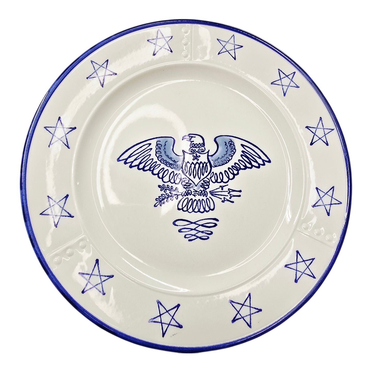 Set 4 Metlox Poppytrail Eagle Provincial Chop Plates Made in USA Patriotic Stars