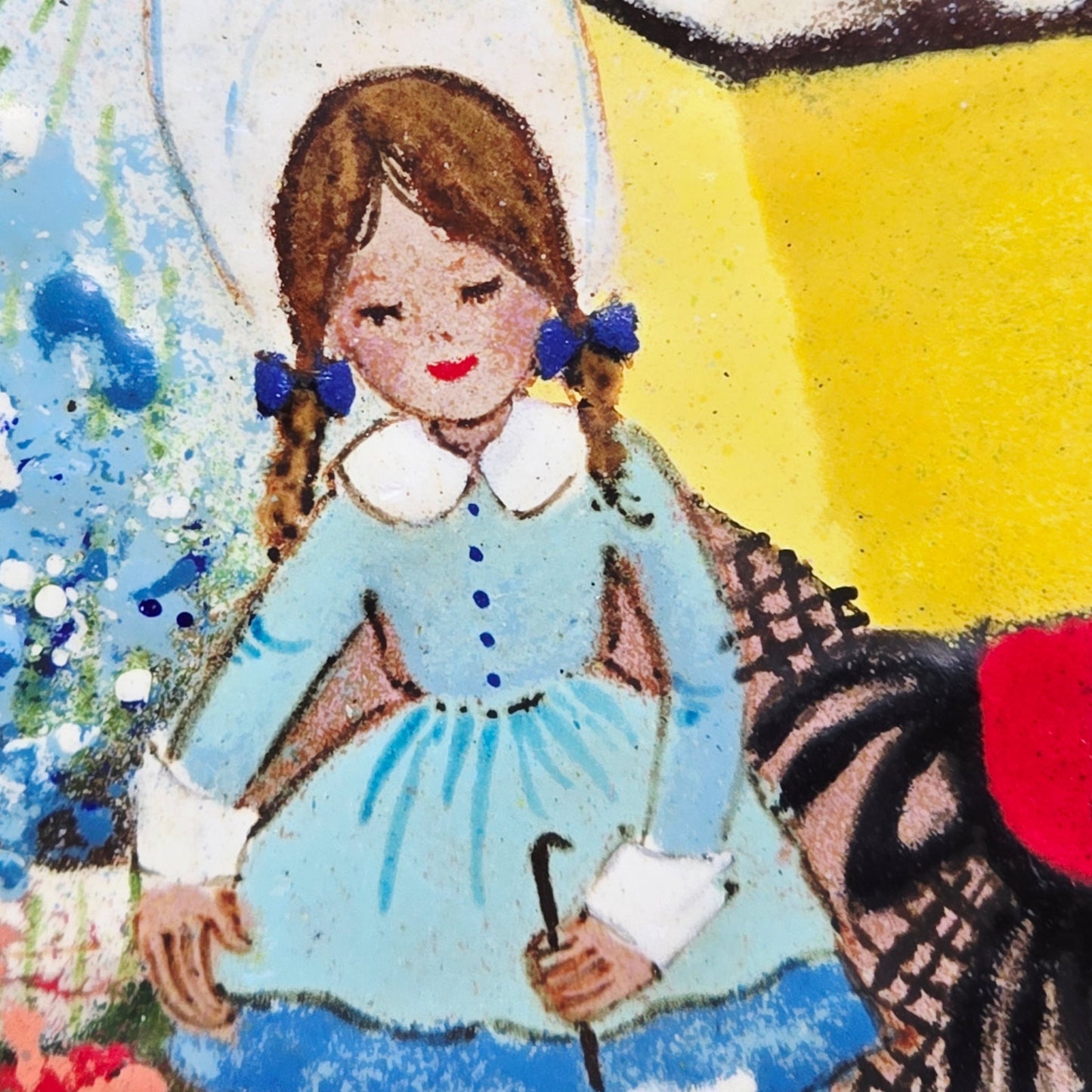 Shirley Mansfield Original Art Enamel on Copper Signed "The Flower Cart" 46/5000