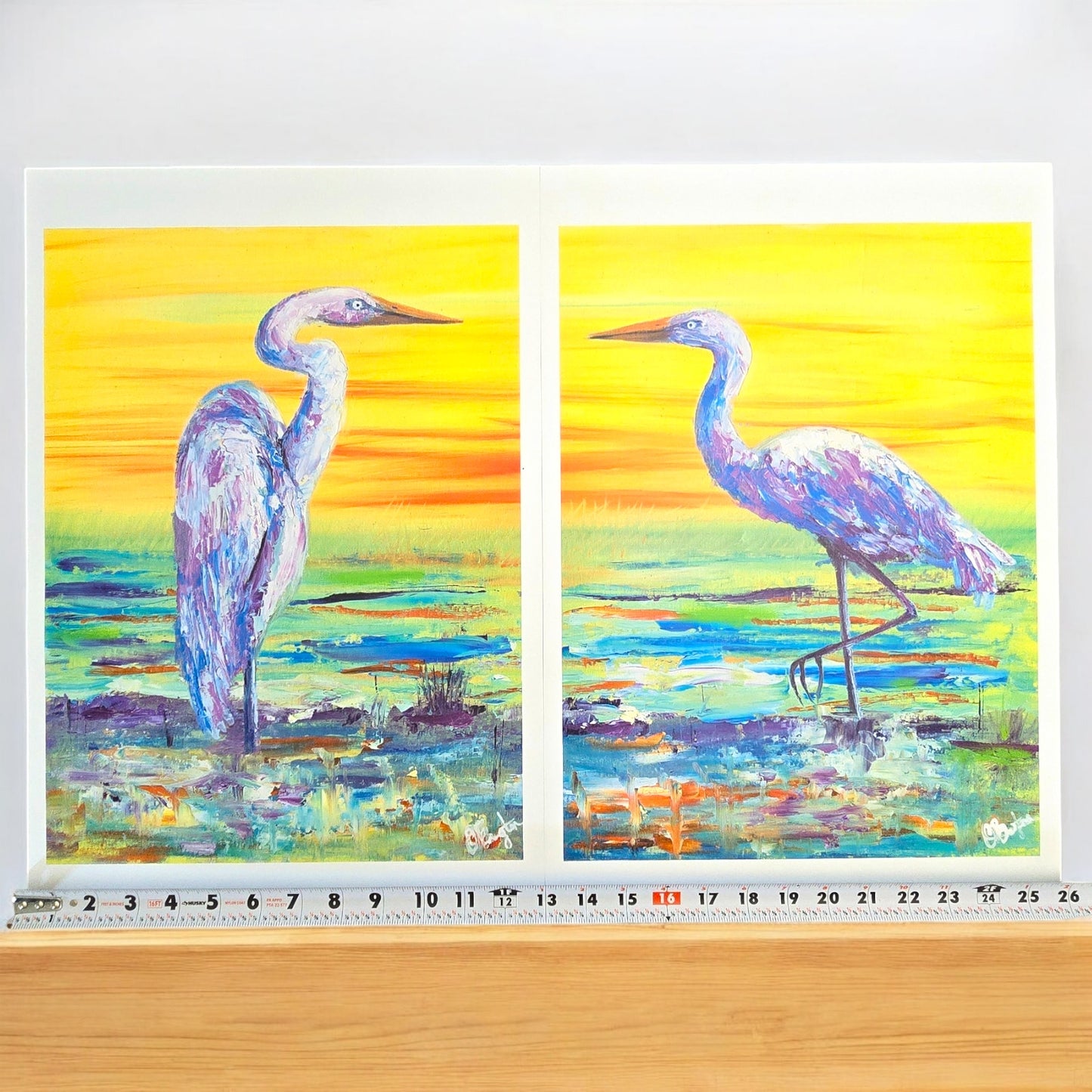 Two 16x12 Egret Bird Art Prints: Egret Sunset I and II, 2015 Olivia Brewington