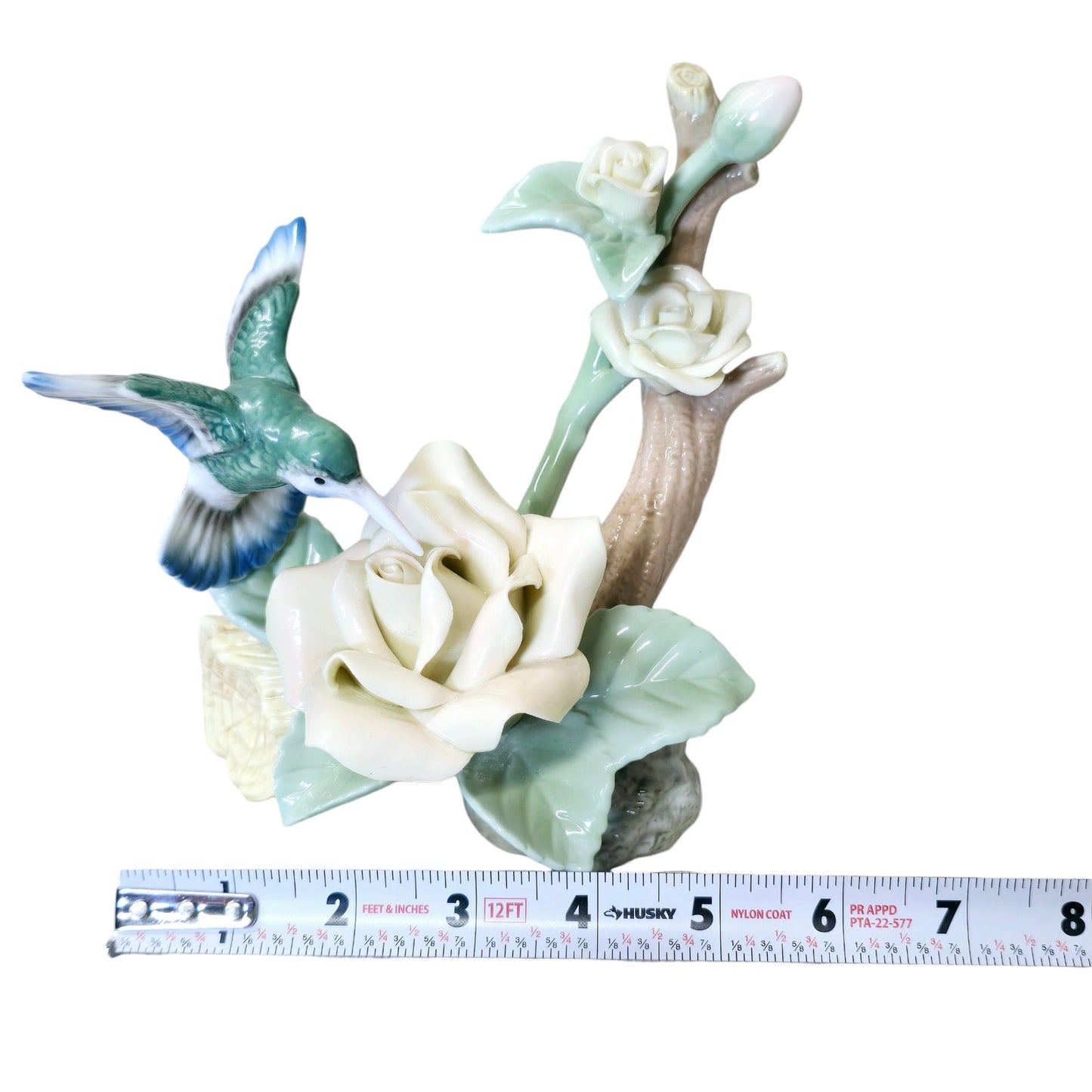 Vintage Hummingbird Tabletop Floral Porcelain Sculpture