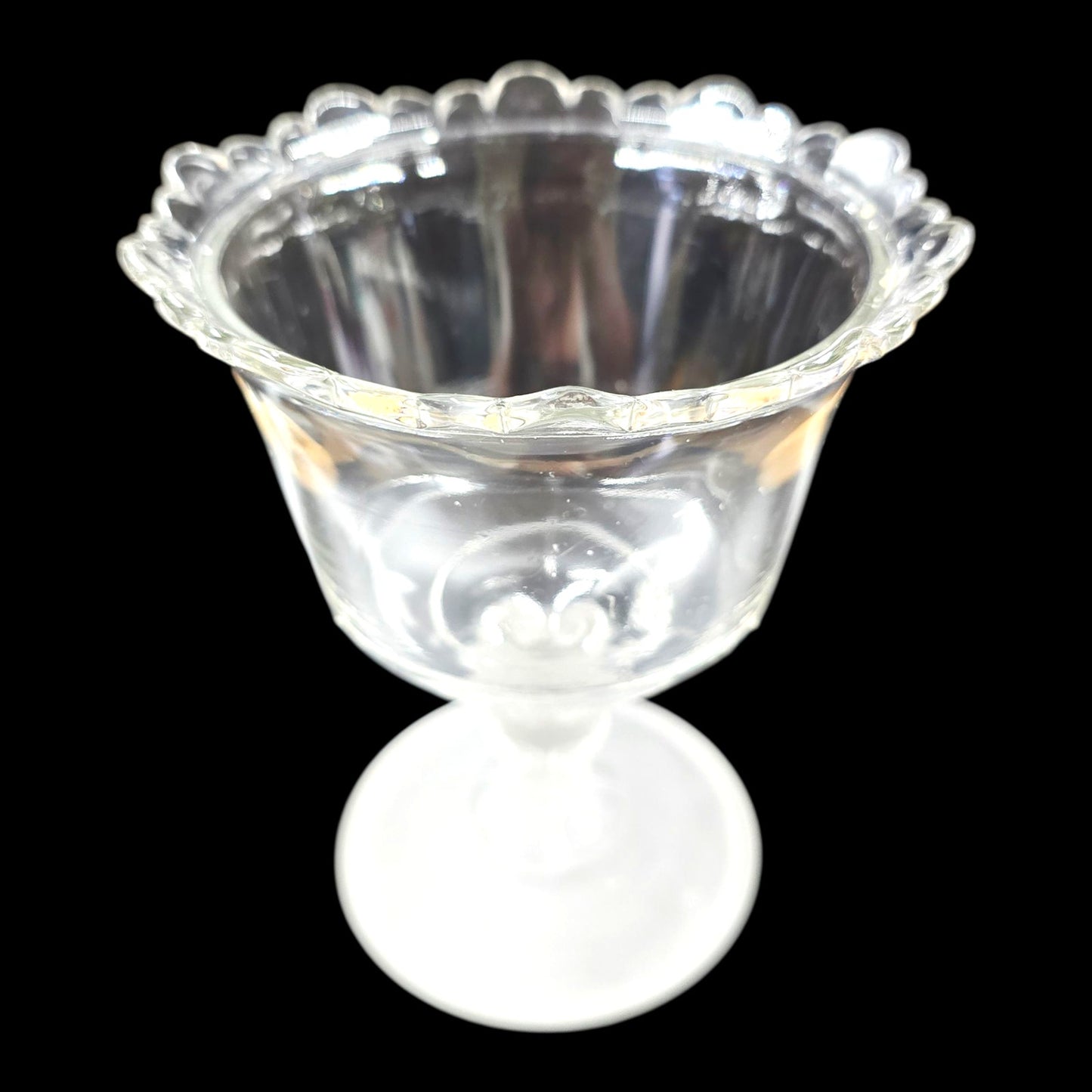 "Three Faces" pattern Frosted Glass Pedestal Compote late 1800's Early 1900's