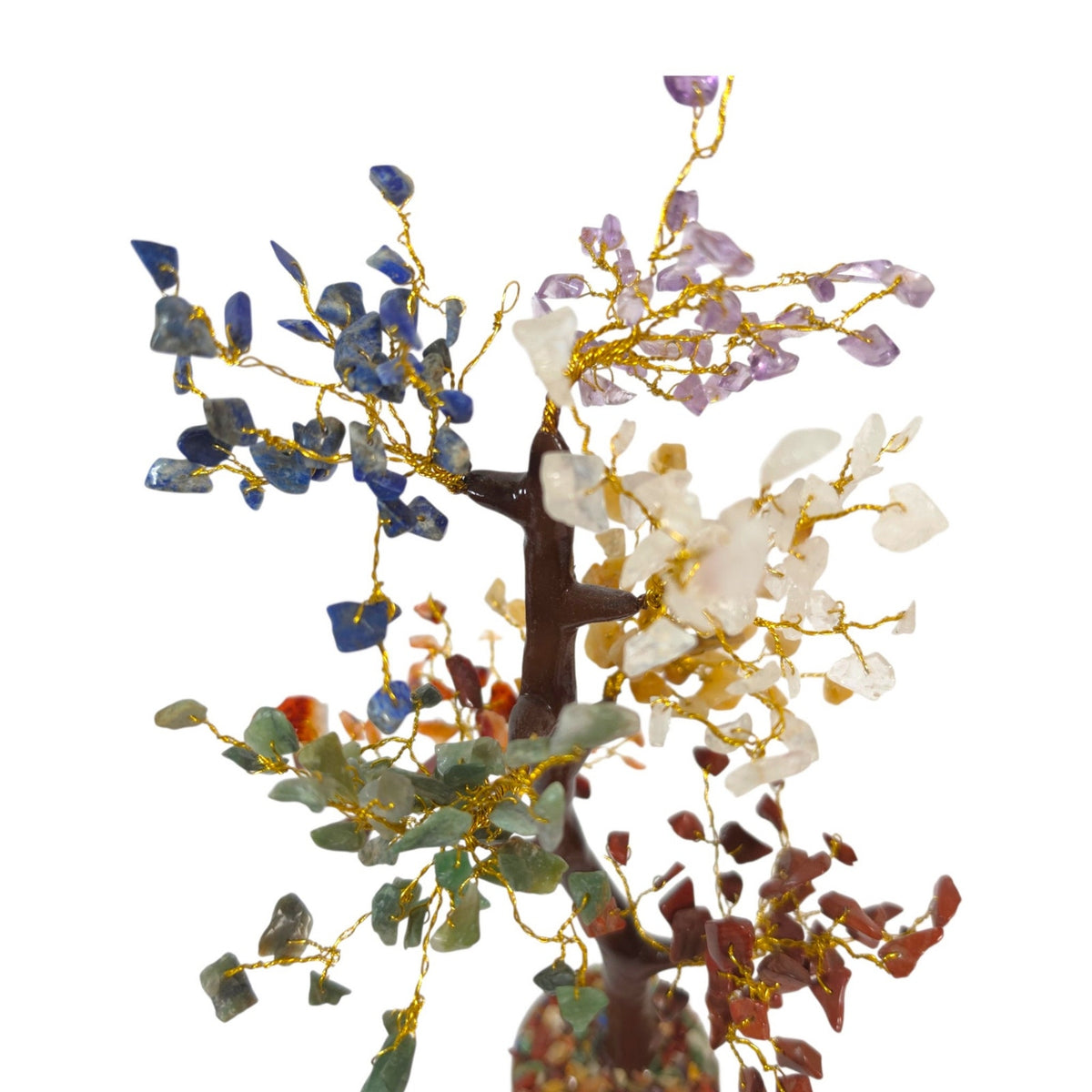 Multicolor Gemstone Bonsai Tree 7 Chakra Crystal Tree of Life Sculpture 10.5"