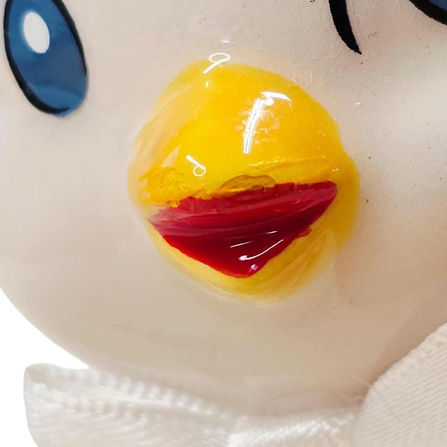 Ceramic Vintage-Inspired Baby Bird, Pink and Red Kitschy Bird Pudgy Baby Bird