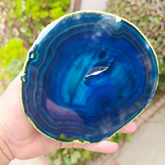 Blue Agate Geode Crystal Druzy Slab Slice