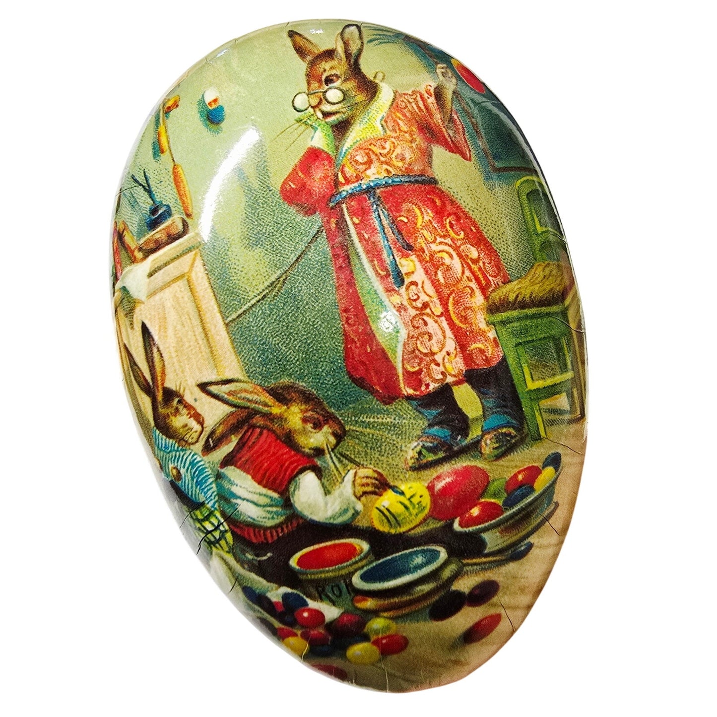 (Saved for Customer) Vintage German Paper Mache Easter Egg Lot (2) Nestler & Echt Erzgebirge