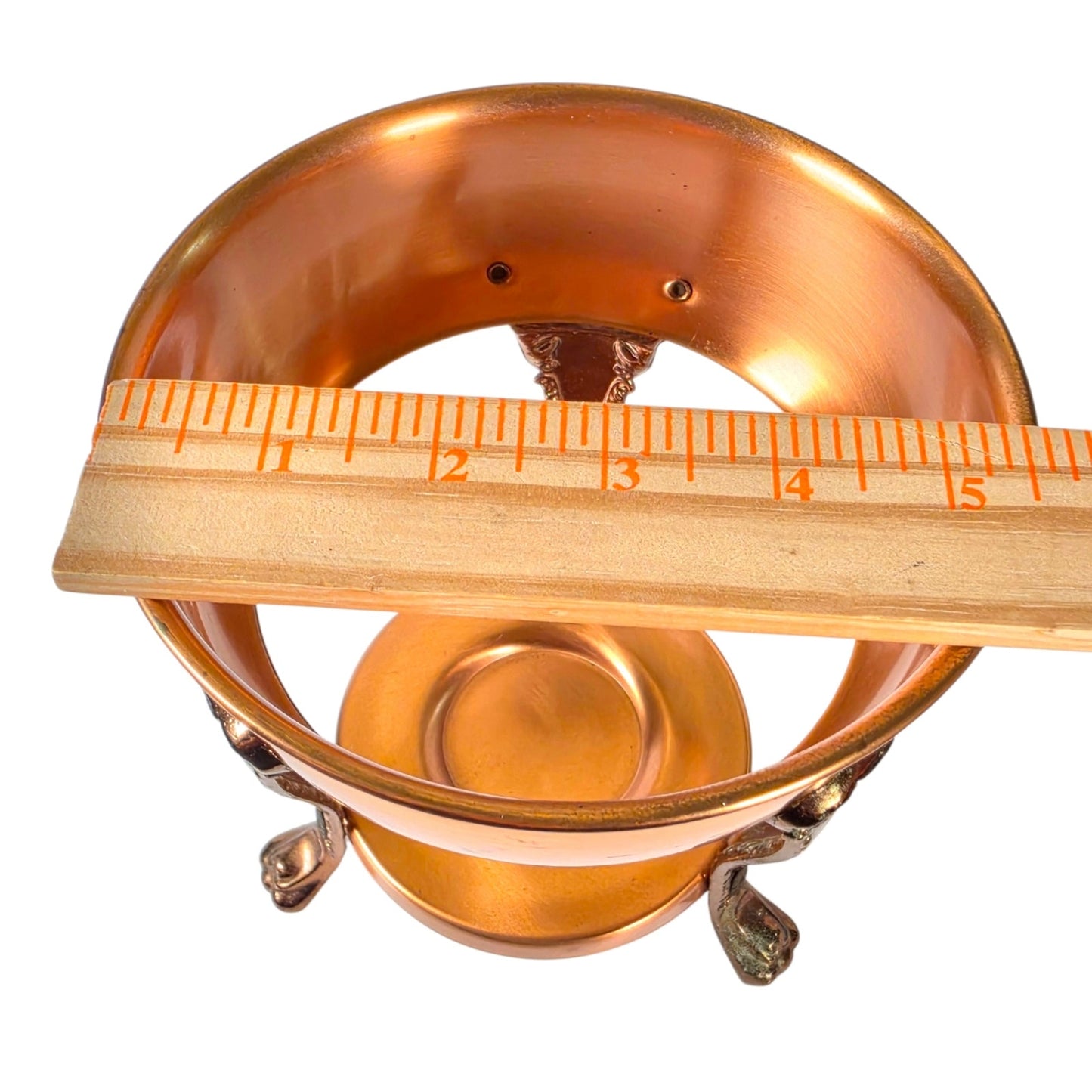 Vintage French Country Brass Copper Plant Stand Eclectic Victorian Paw Foot