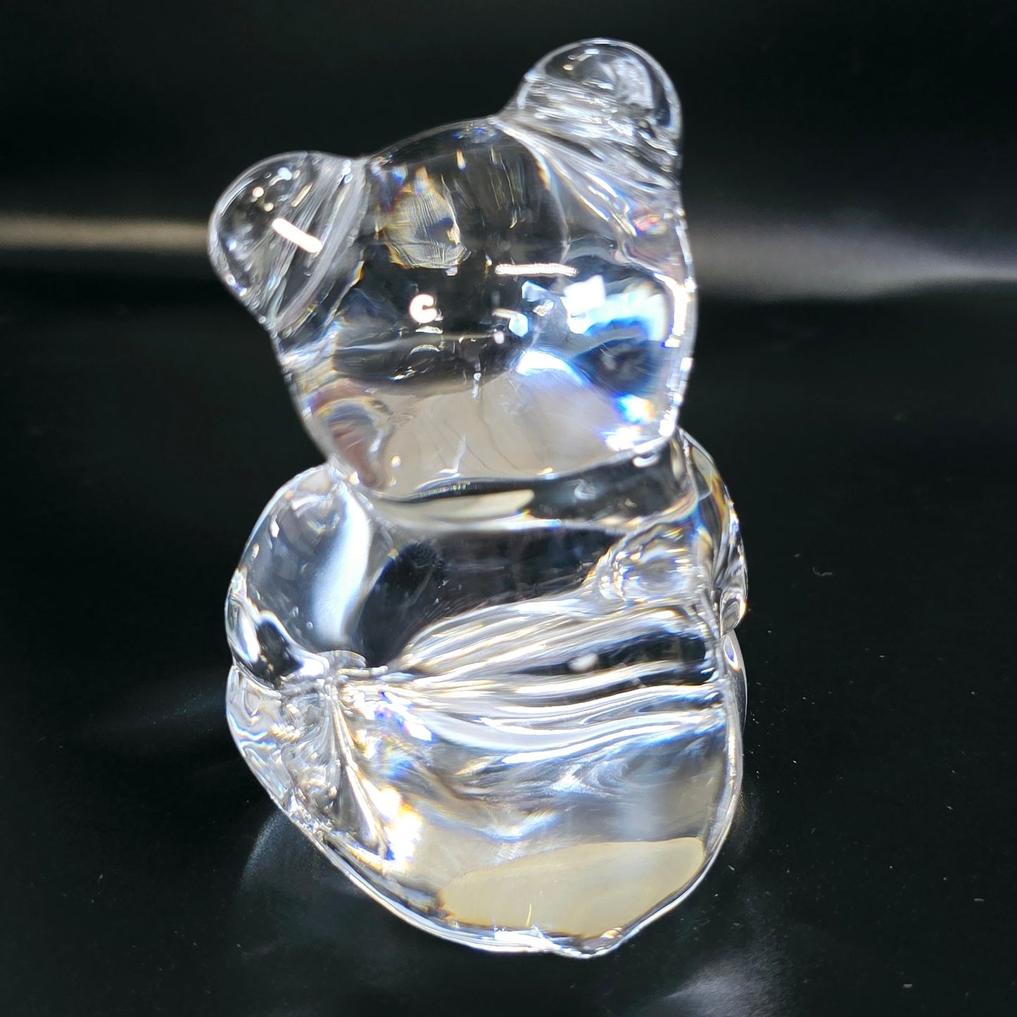 Handblown Clear Art Glass Bear, Polished Bottom