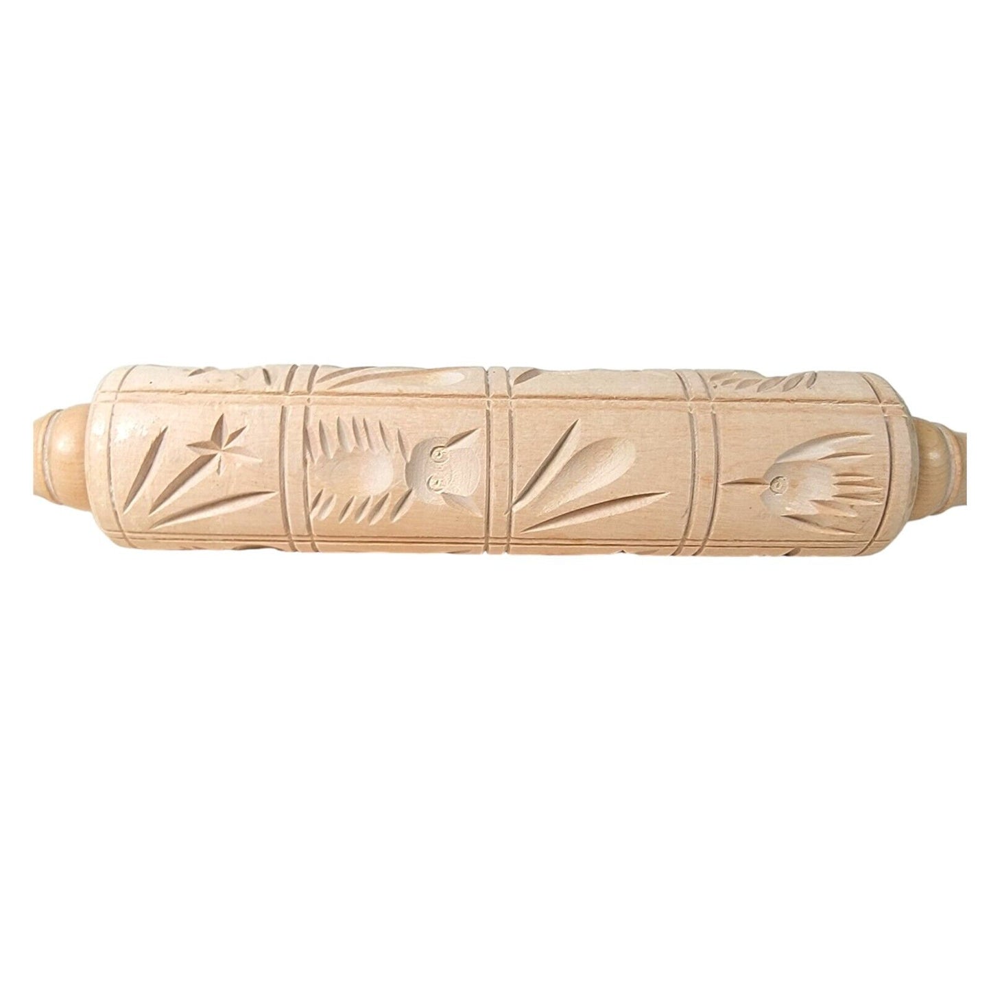 Wooden Spingerle Carved Molds Rolling Pin, Vintage Mold Rolling Pin