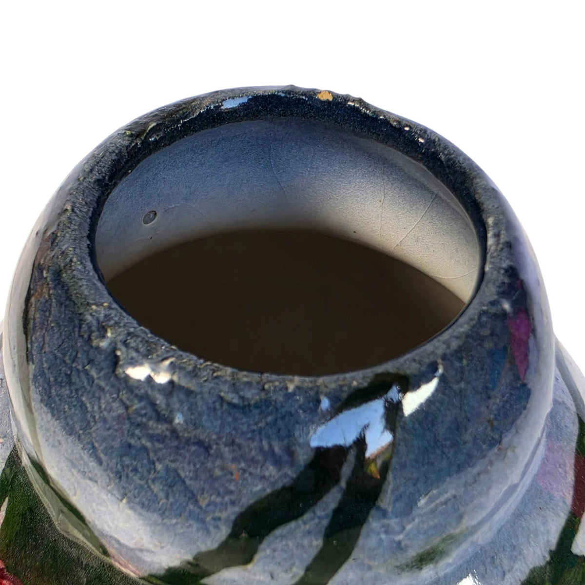 Vintage Hand Painted Floral Art Pottery Vase Crazed Glaze Roses 3.5"