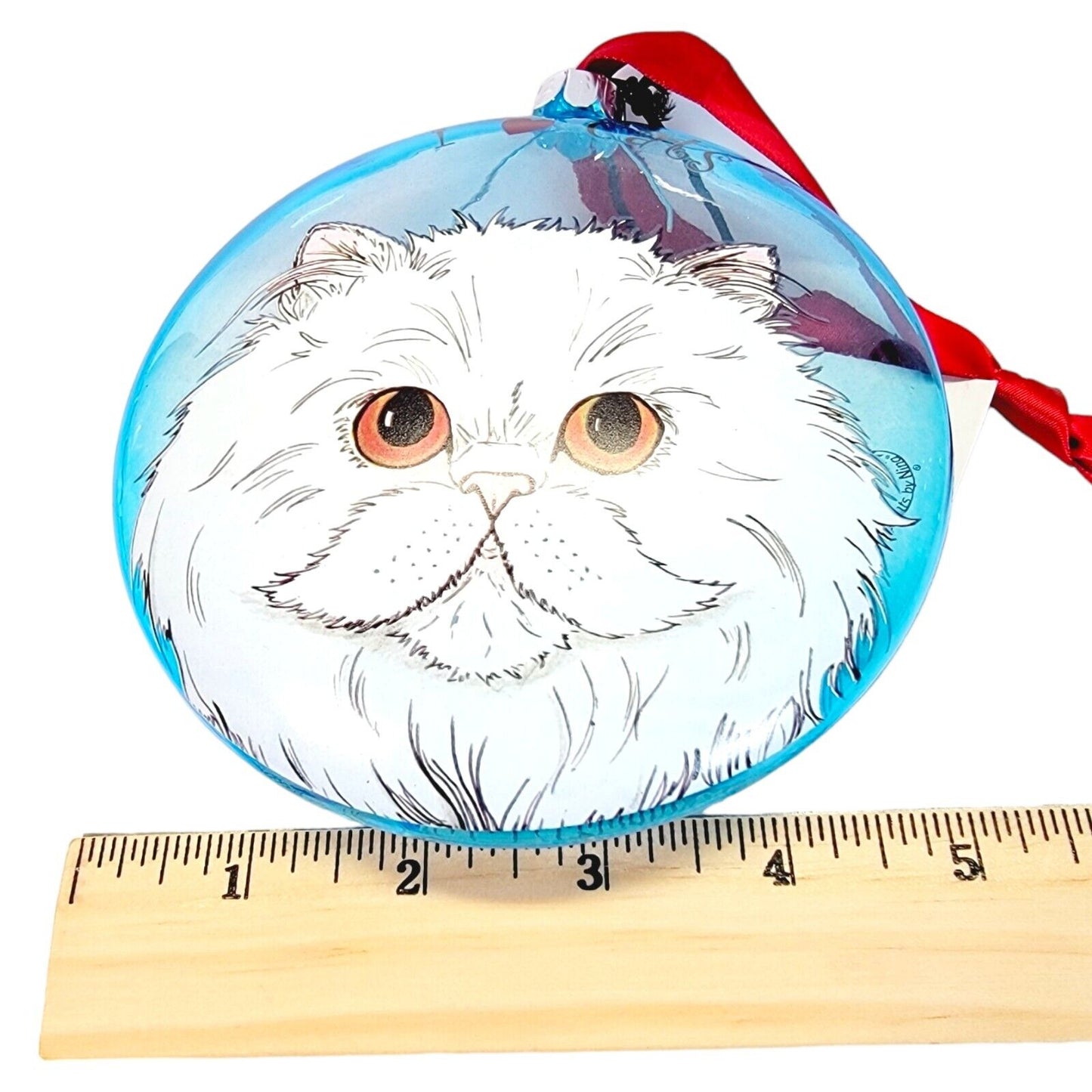 Cats By Nina Playful Persian Ornament, Rescue Me Now Pavilion Gift, I 🩵 Cats 5"