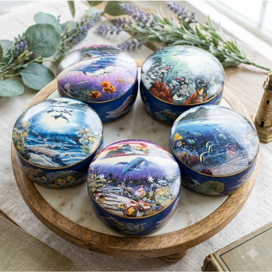 Lot 5 Danbury Mint Robert Lynn Nelson Tropical Wonderland Music Trinket Boxes