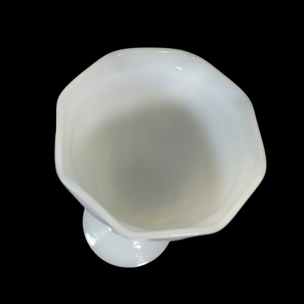Vintage Jeannette Glass Iris & Herringbone Milk Glass 9” Footed Vase