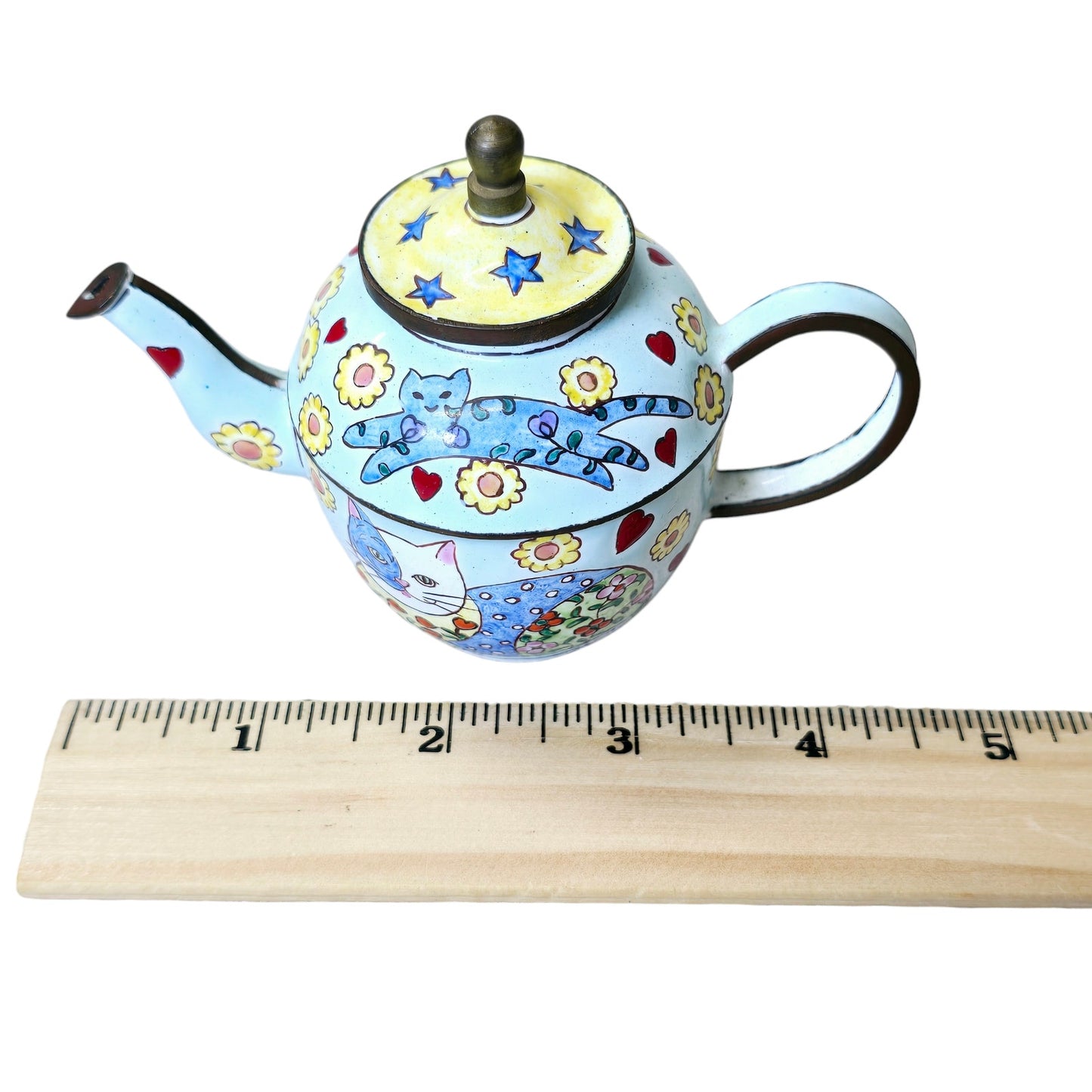 Kelvin Chen Miniature Hand Painted Cat Enamel Teapot