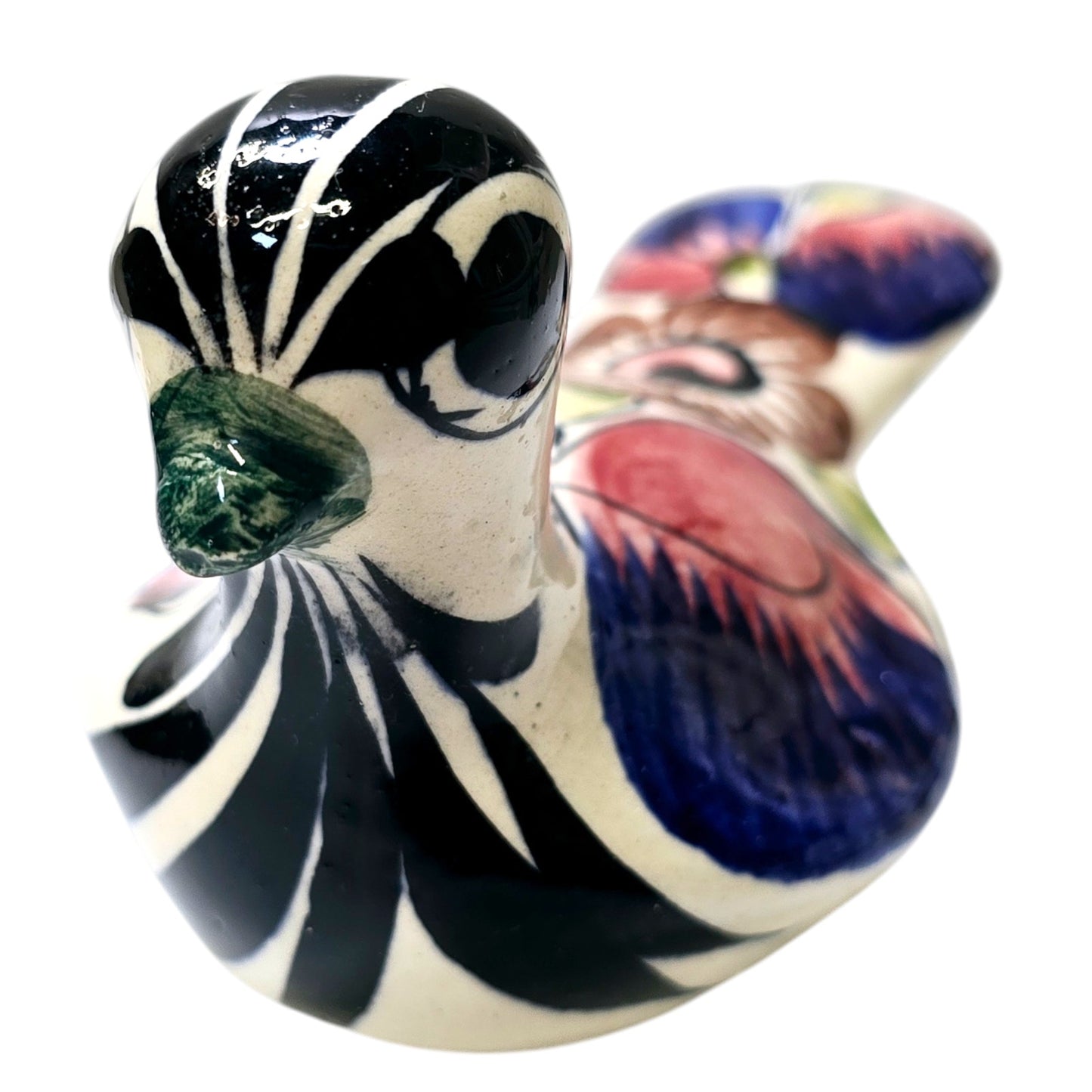 Hand Painted Mexican Floral Dove Tonal Pottery Bird