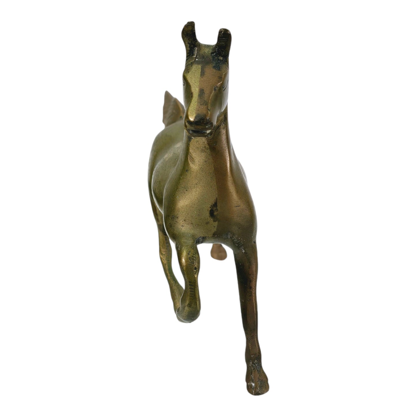 Vintage Brass Horse, Prancing Brass Horse Figurine, Patina, Anatomical, 5.25" H