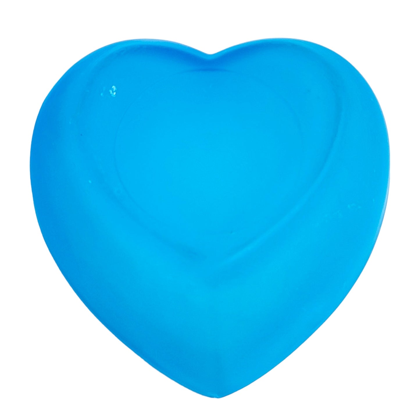 AS IS 1970's Westmoreland Daisy Blue Satin Glass Heart Trinket Dish with Lid FLAW
