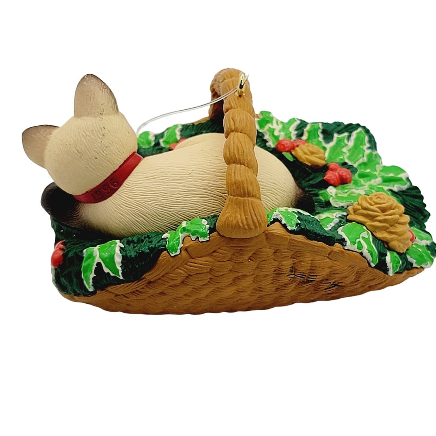 Hallmark Sleeping Siamese Cat Basket 1996 Ornament Cat Naps Series Signed Dill