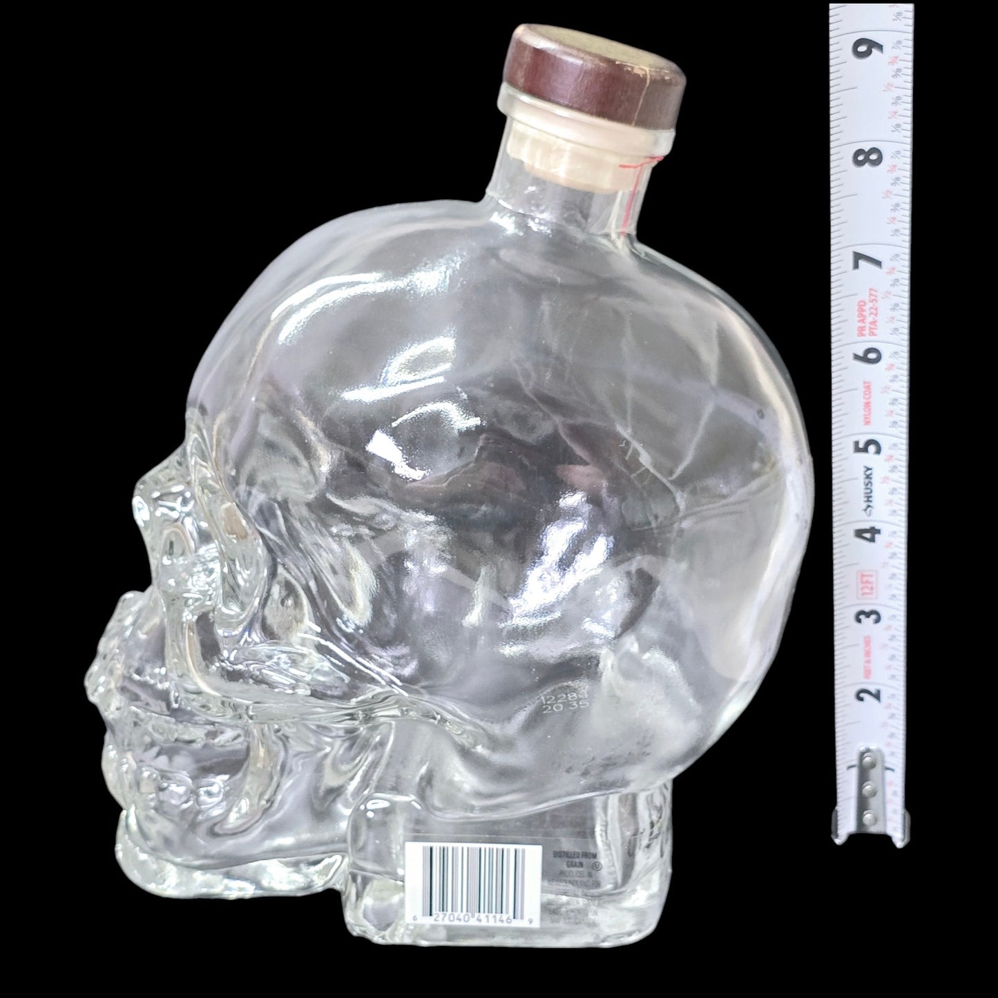 Large Crystal Head Vodka Skull Bottle (Empty) 1.75 L w/Original Stopper 9"