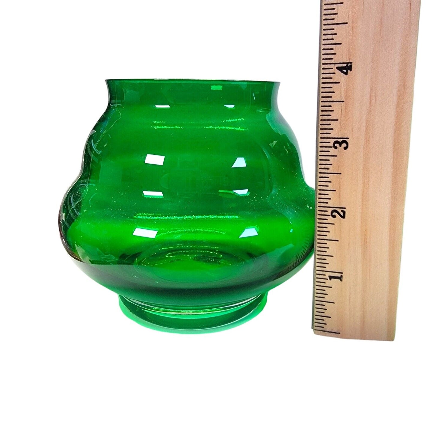 Set of 2 Art Deco Style Green Glass Votives, Made In Czech Republic, 2000 May Co St. Patricks Day