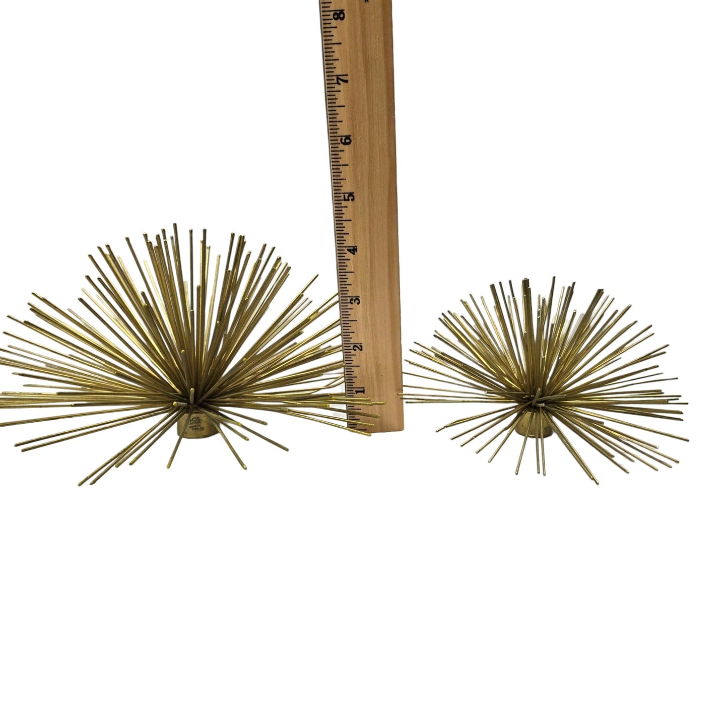 Two's Company Atomic Starburst Wall Art Set of 2 MCM Style Gold Urchin Brass