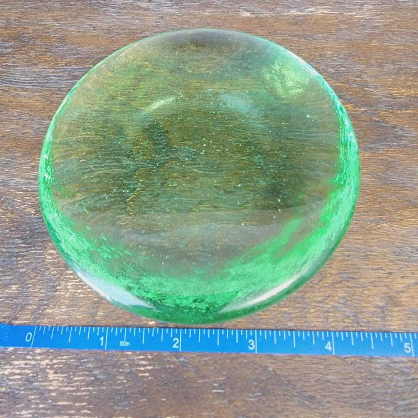 Fire And Light Celery Green Recycled Glass Candle Stand Disc Paperweight 4.25"