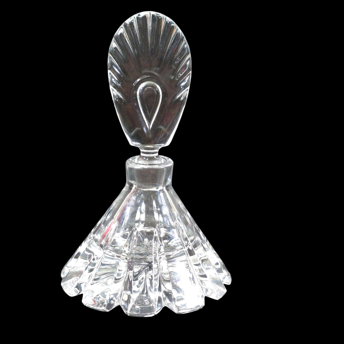 Vintage Art Deco Crystal Perfume Bottle with Stopper, 5.5" H, FLAW, Read