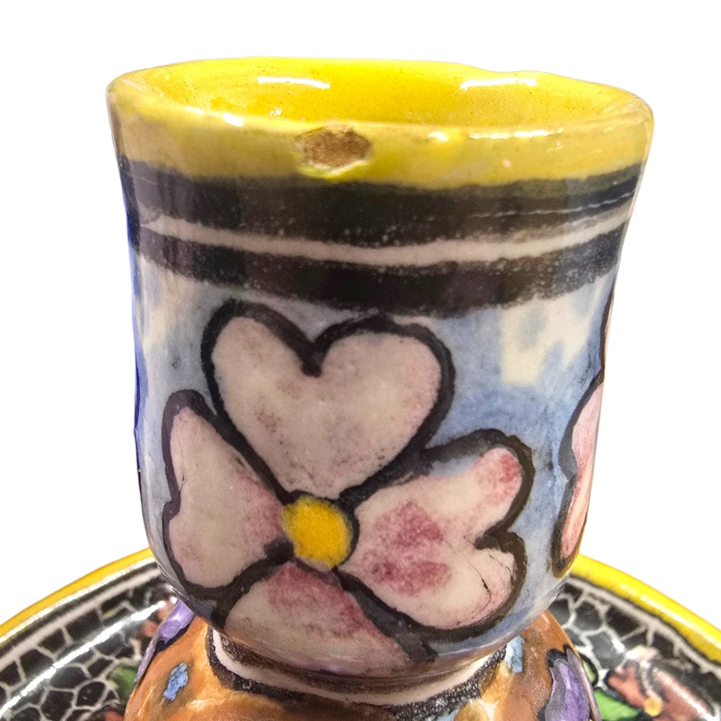 Vtg Casa Rugerio Puebla Mexico Talavera Candlesticks Pair Hand Painted Pottery