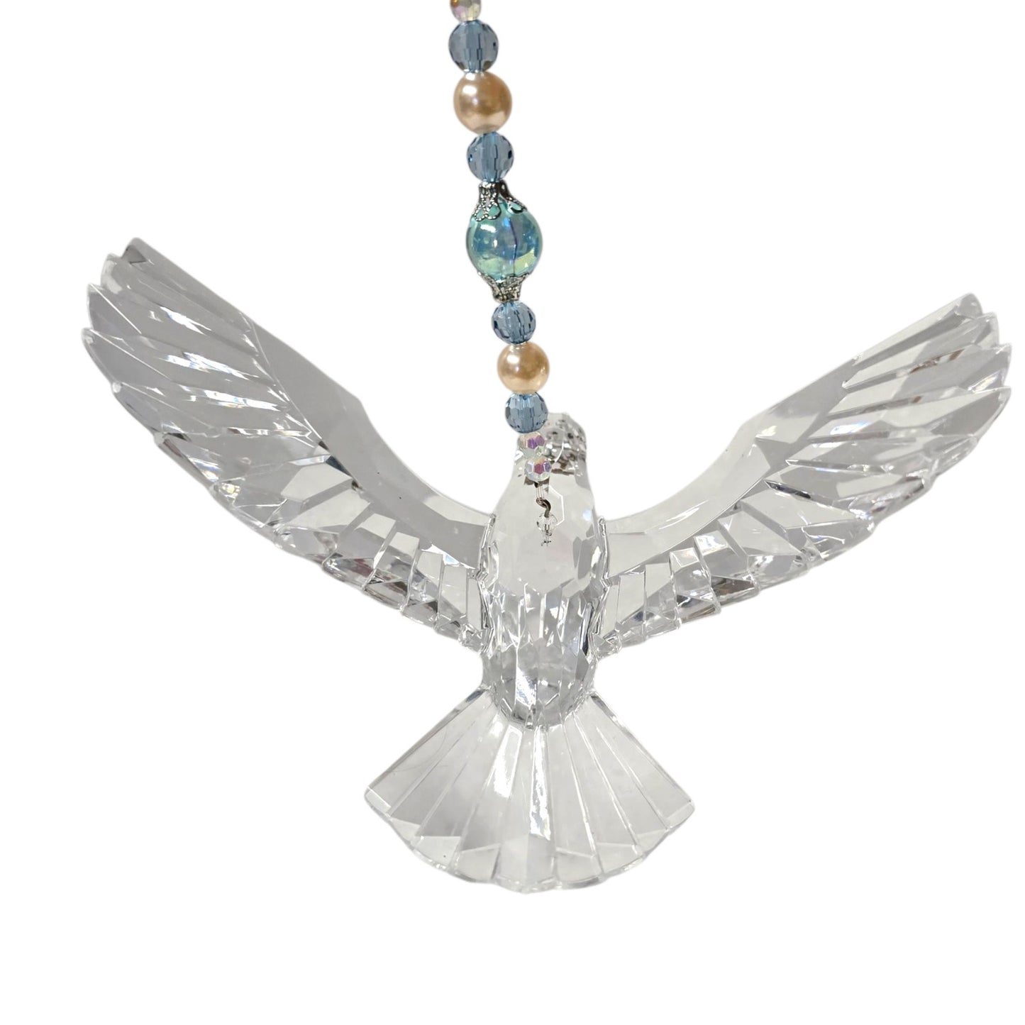 Acrylic Hanging Dove Carrying a Cross with Sparkly Beads, Christian Gift Hanging