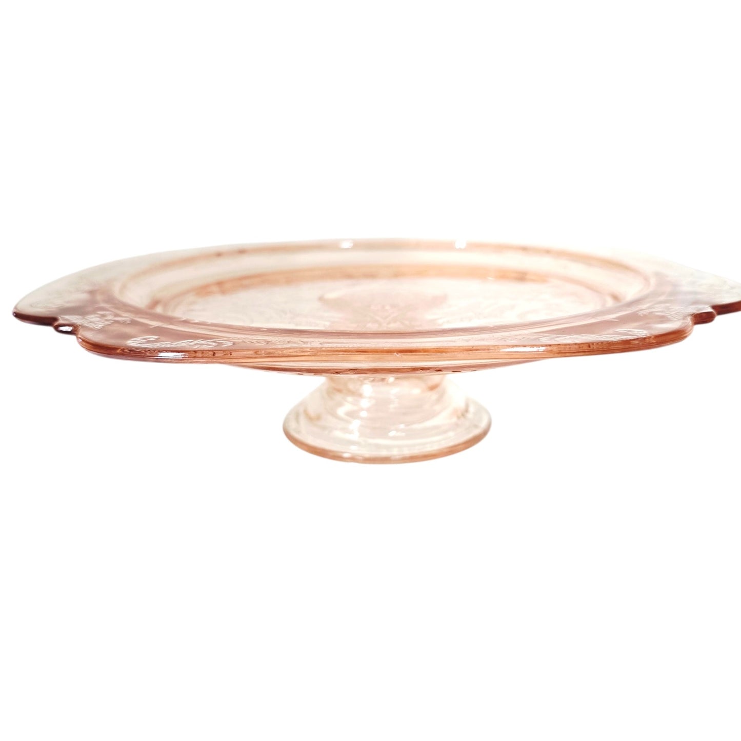 Indiana Glass Pedestal Cake Stand Pink Recollection Madrid Depression Glass