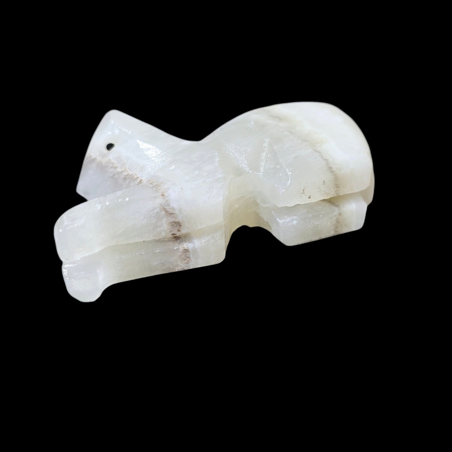 Hand Carved Onyx Cat, Crouching Cat Ready to Pounce Cat Figurine