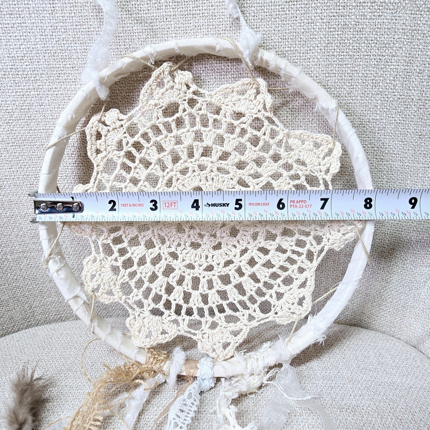 Ribbon and Lace Dream Catchers Set of 3 Bojo Style Shabby Chic Handcrafted Decor