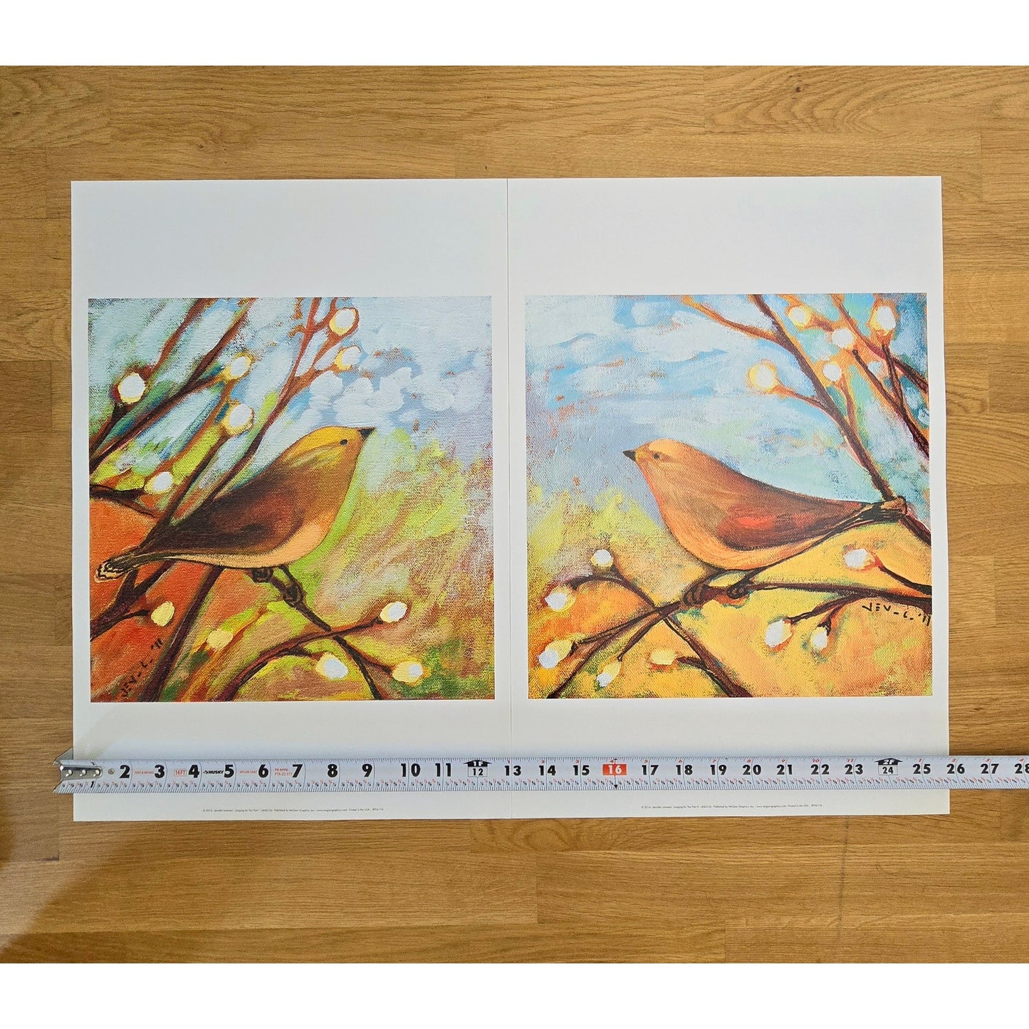 Two 16x12 Bird Art Prints: Longing for You Part I and II, 2016 Jennifer Lommers