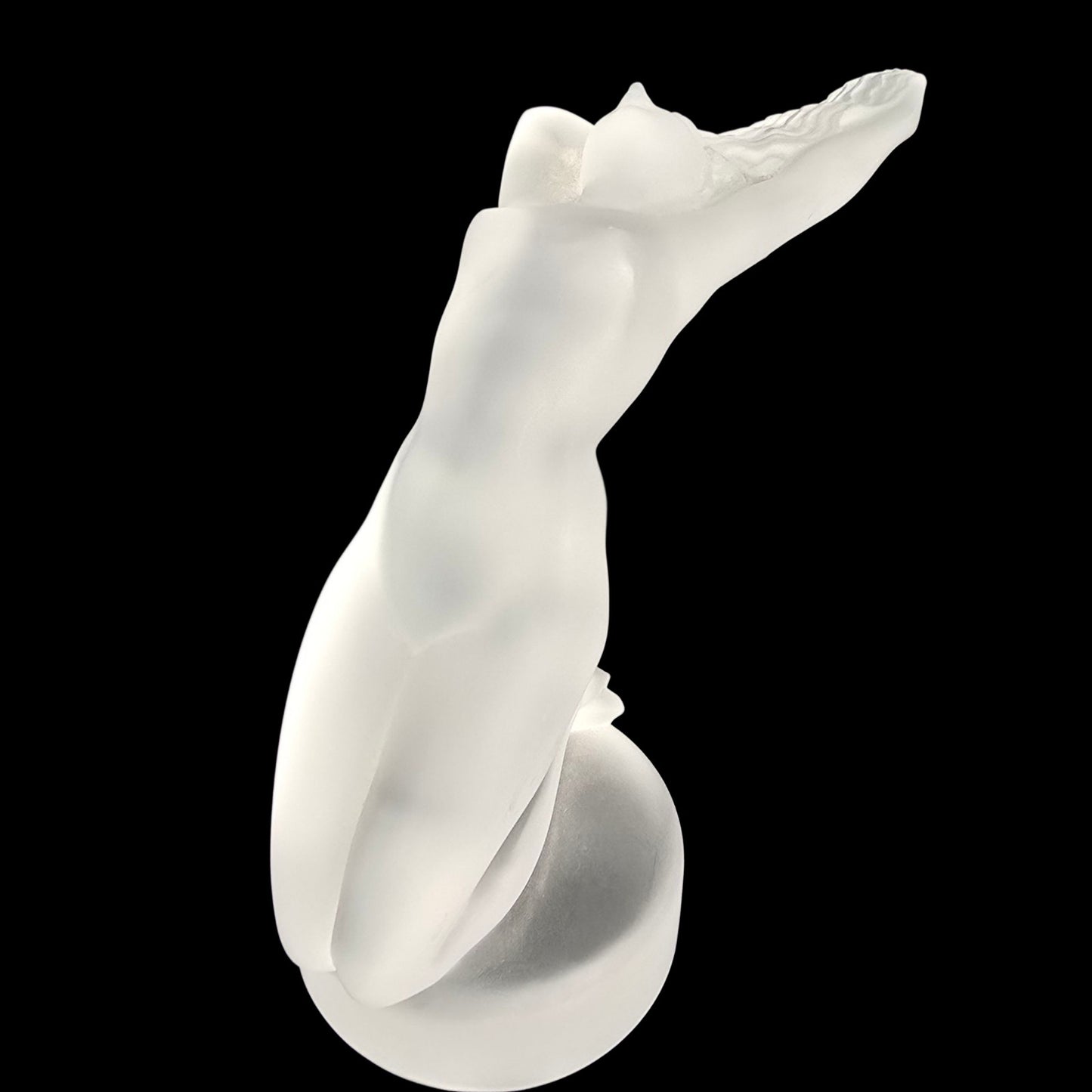 LALIQUE Glass CHRYSIS Nude Female Frosted Crystal Car Mascot Paperweight 1950's