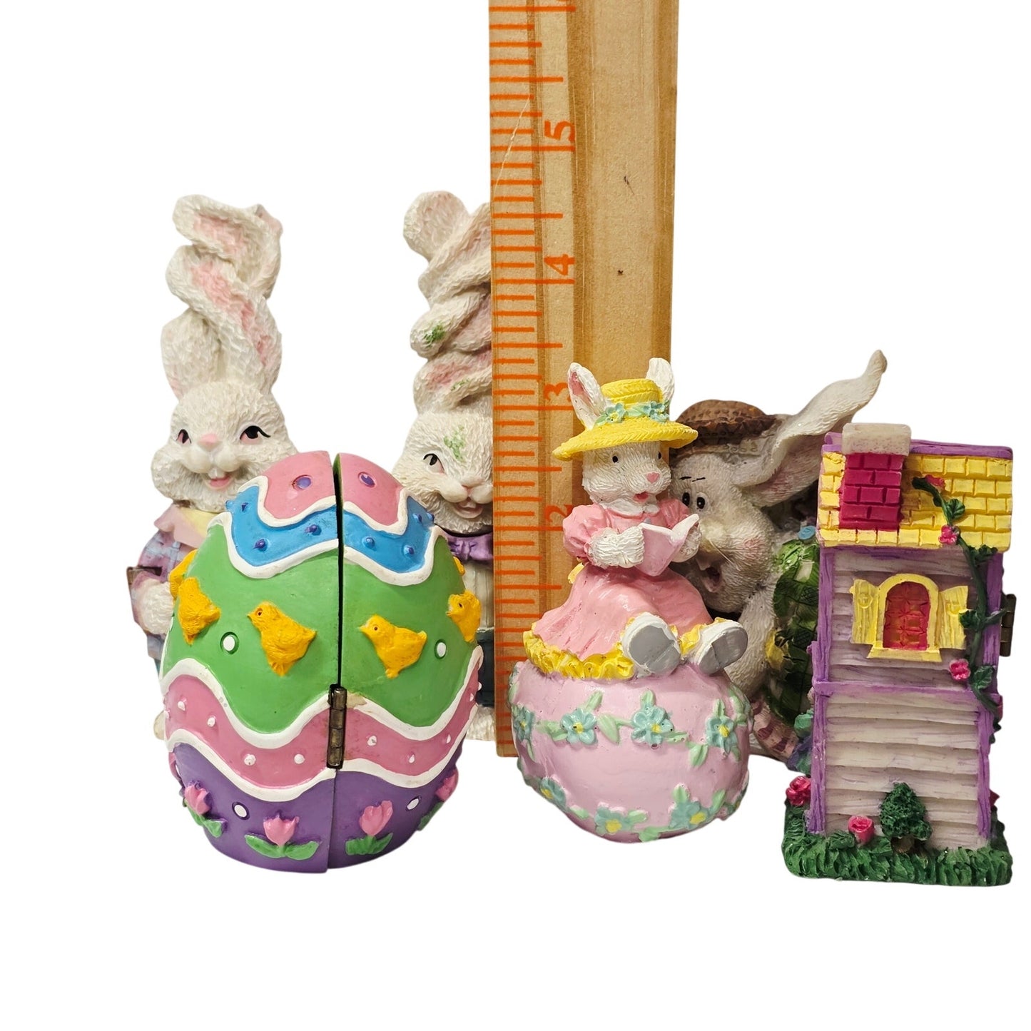 Vintage Easter Bunny Figurine Lot (6) Magic Creations 1997 Hinged & Resin