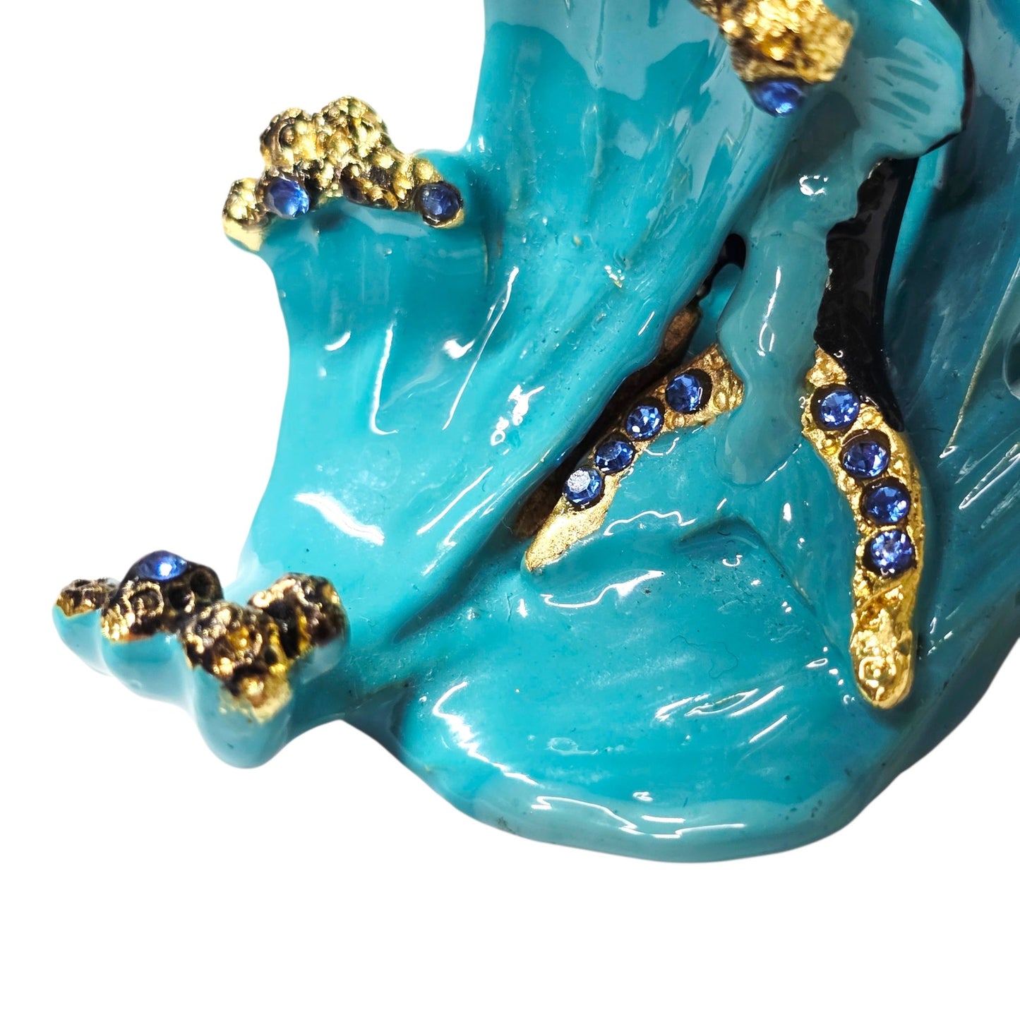 Atlantic Paradise Island Marlin Trinket Dish Enamel Brass Rhinestone Sparkle