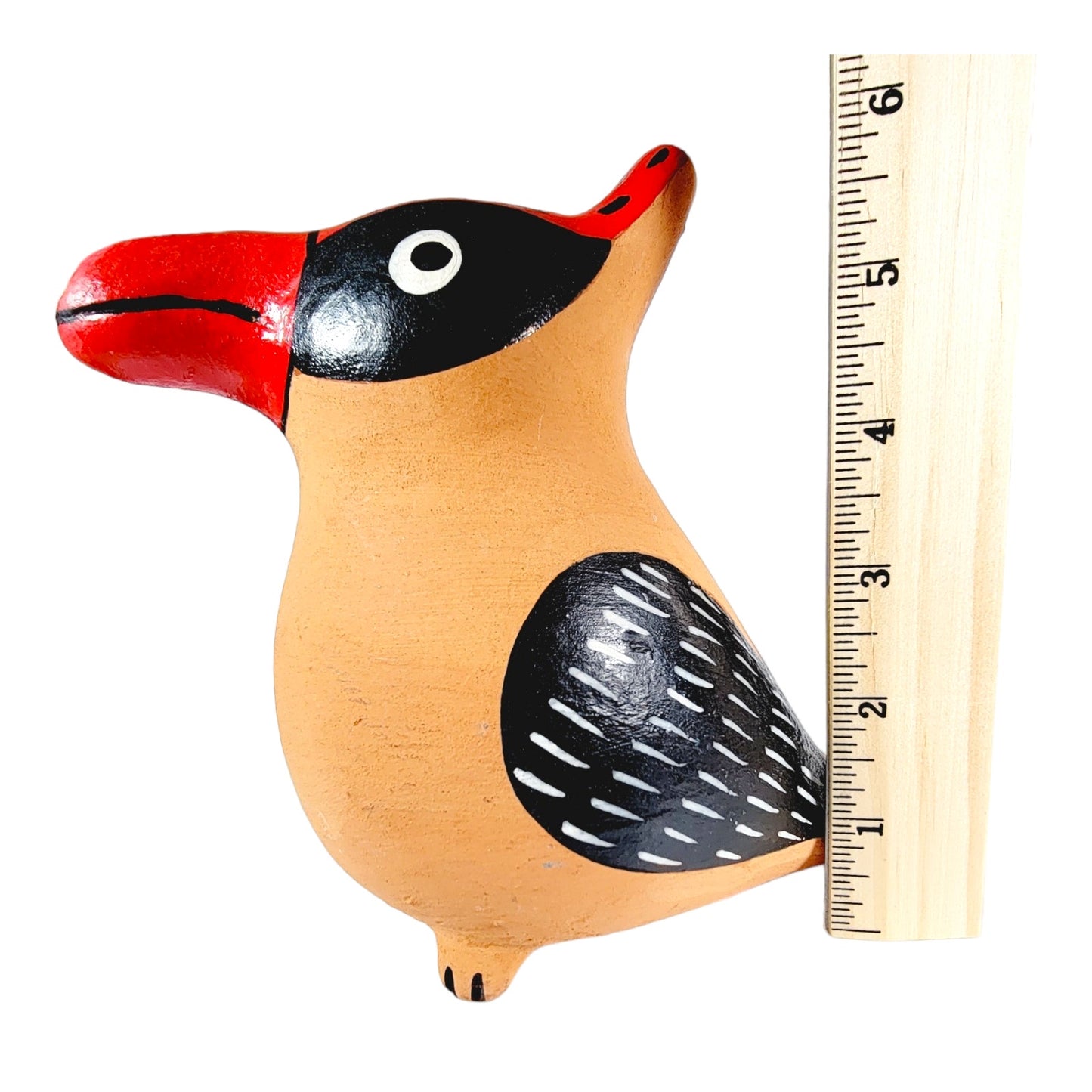 Terra Cotta Woodpecker Tropical Bird, Pottery Bird Figurine, West Elm Nicaragua