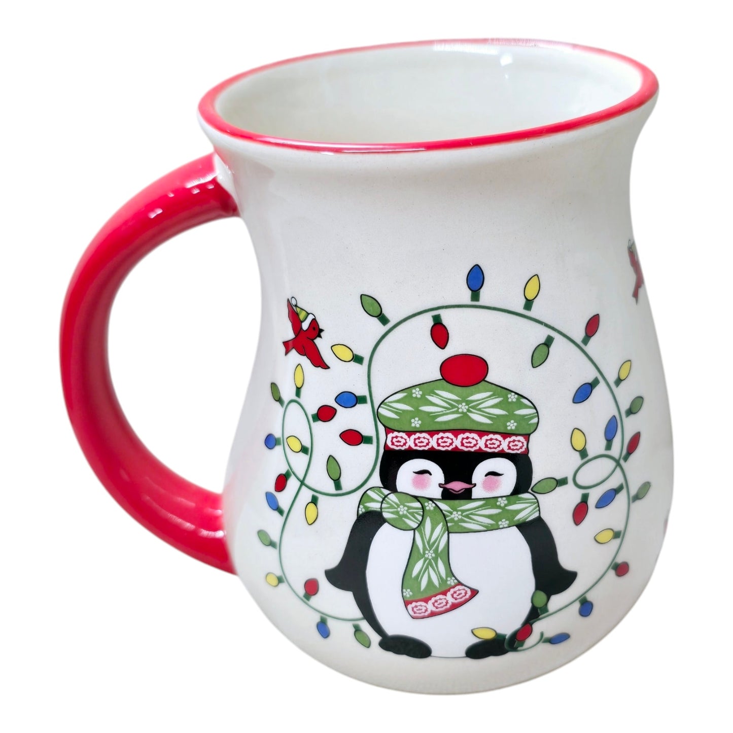 Tempations Christmas Coffee Mug by Tara, 16 oz. Mug Penguin and Snowman