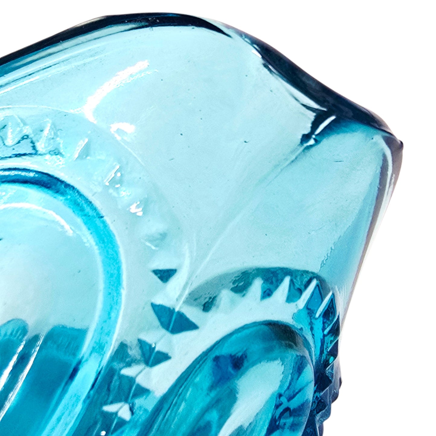 Vintage L. E. Smith Glass Moon & Stars Creamer Pattern Peacock Blue Turquoise UV