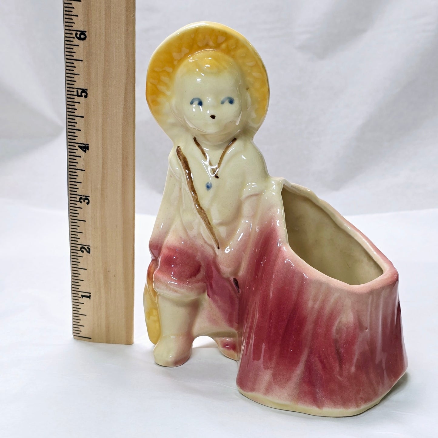 Vintage Shawnee Pottery "Little Boy Went Fishing" Planter, Marked USA 532
